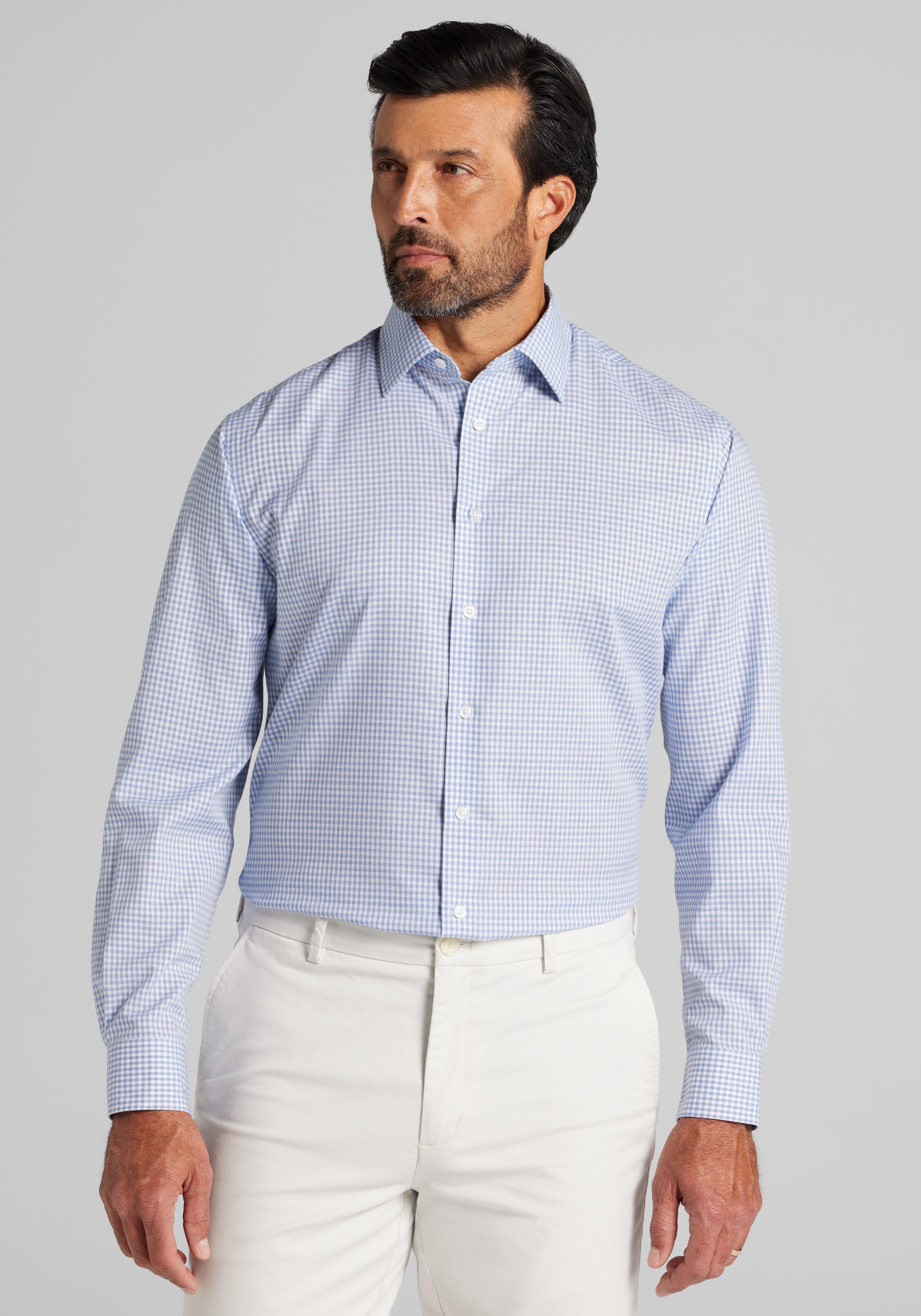 Men's Dress Shirts, Reserve Collection Traditional Fit Spread Collar Gingham Dress Shirt - Jos A Bank