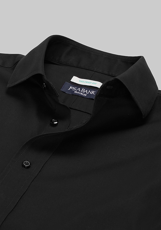 big and tall black dress shirt Traveler Stretch Dress Shirt in Black 2XL / Semi Tall / Black main image 0