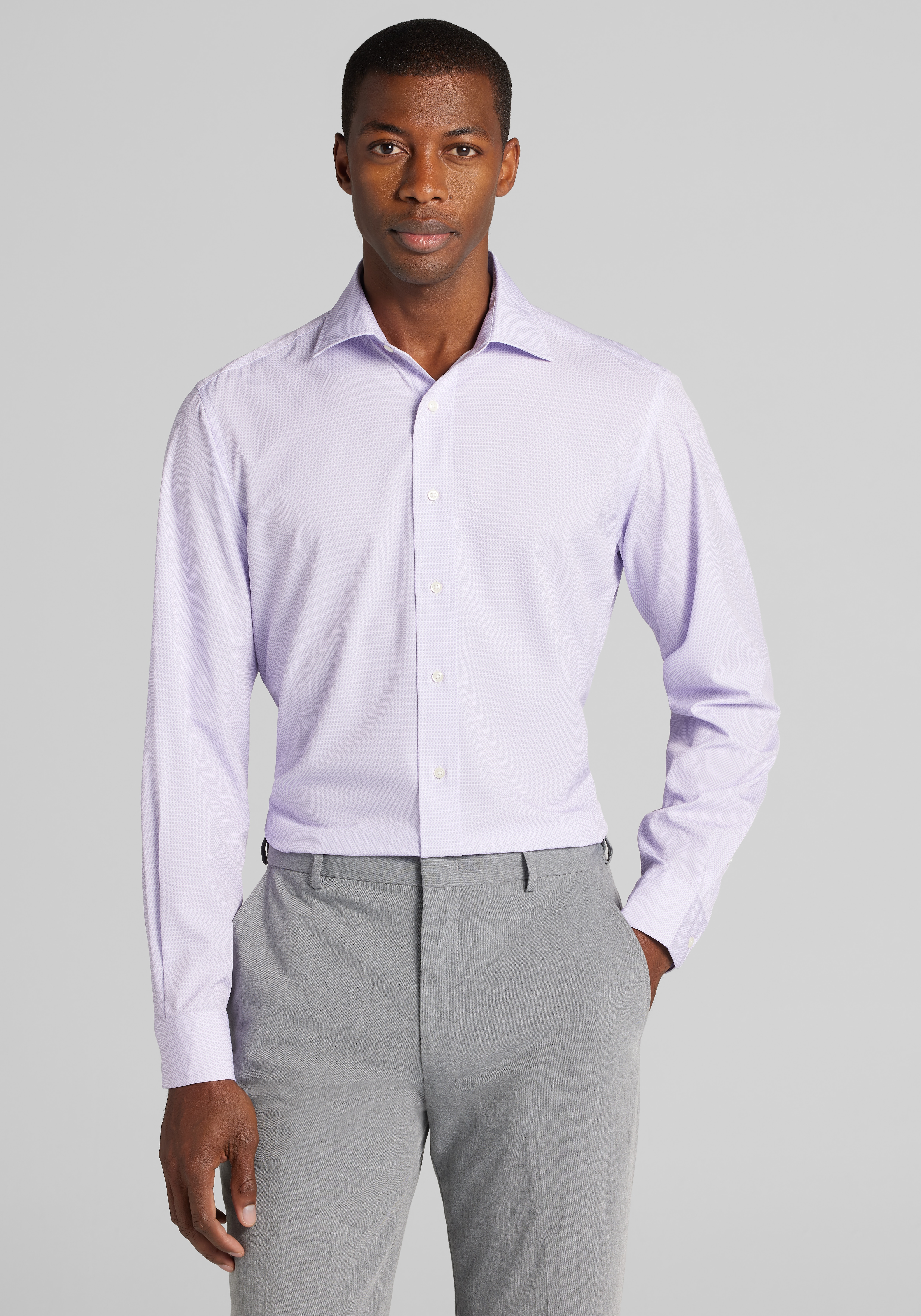 1905 Collection Tailored Fit Geo 4-Way Stretch Dress Shirt