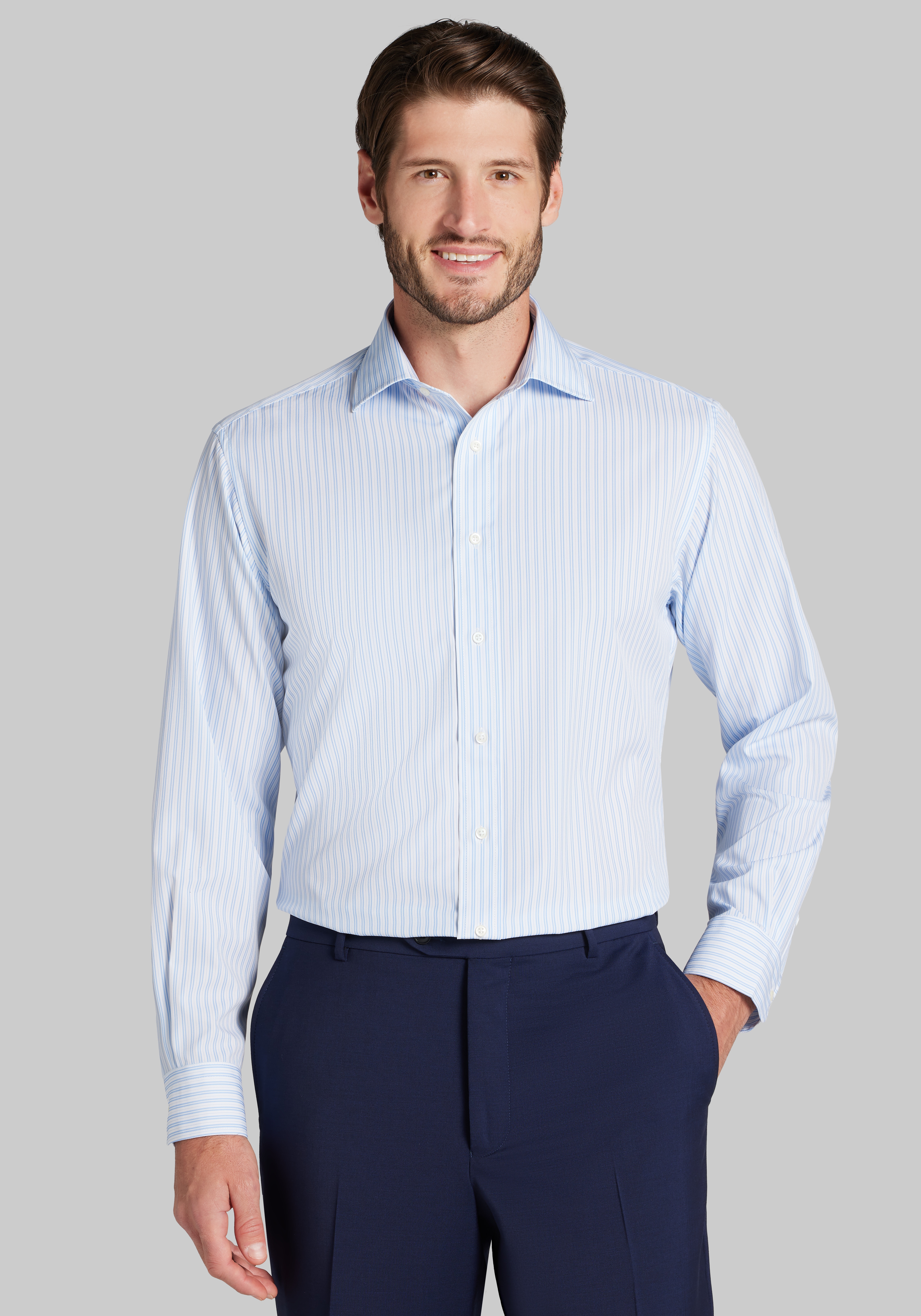 1905 Collection Tailored Fit Stripe Dress Shirt