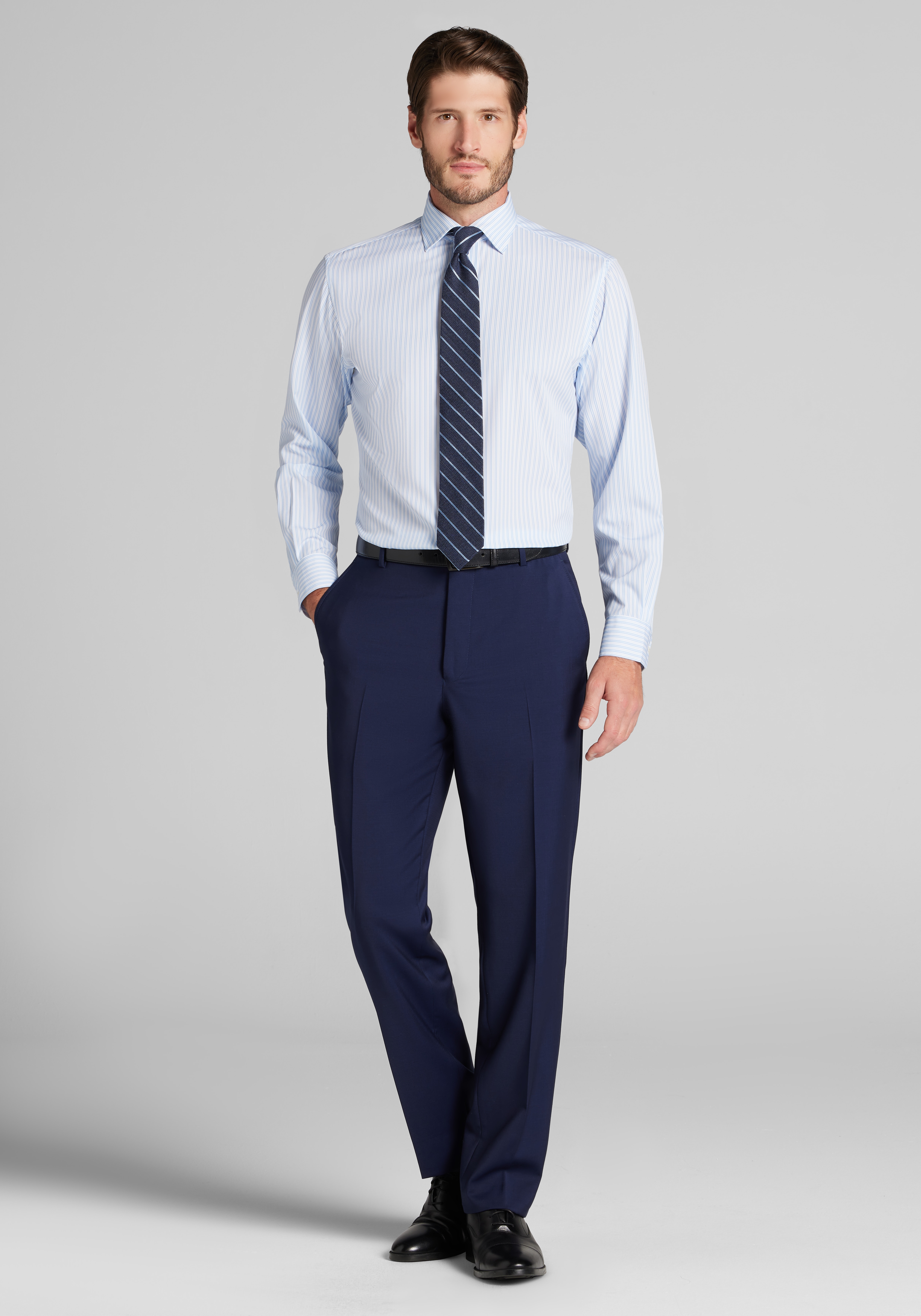 1905 Collection Tailored Fit Stripe Dress Shirt