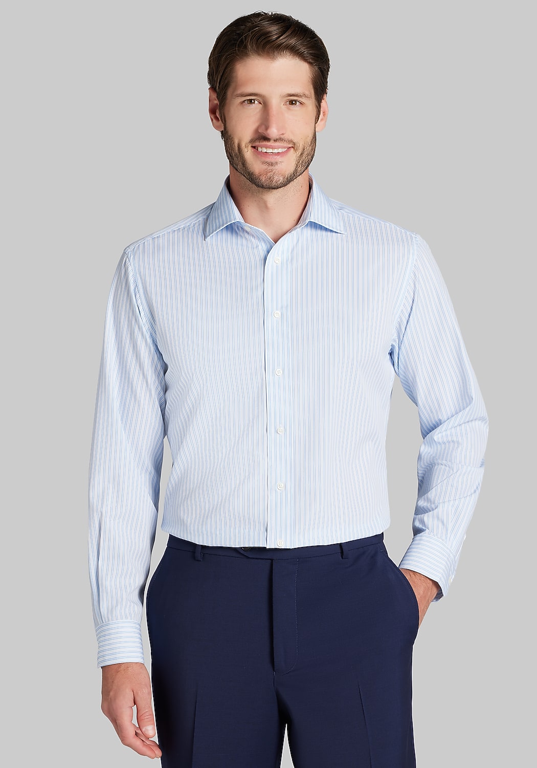 1905 Collection Tailored Fit Stripe Dress Shirt