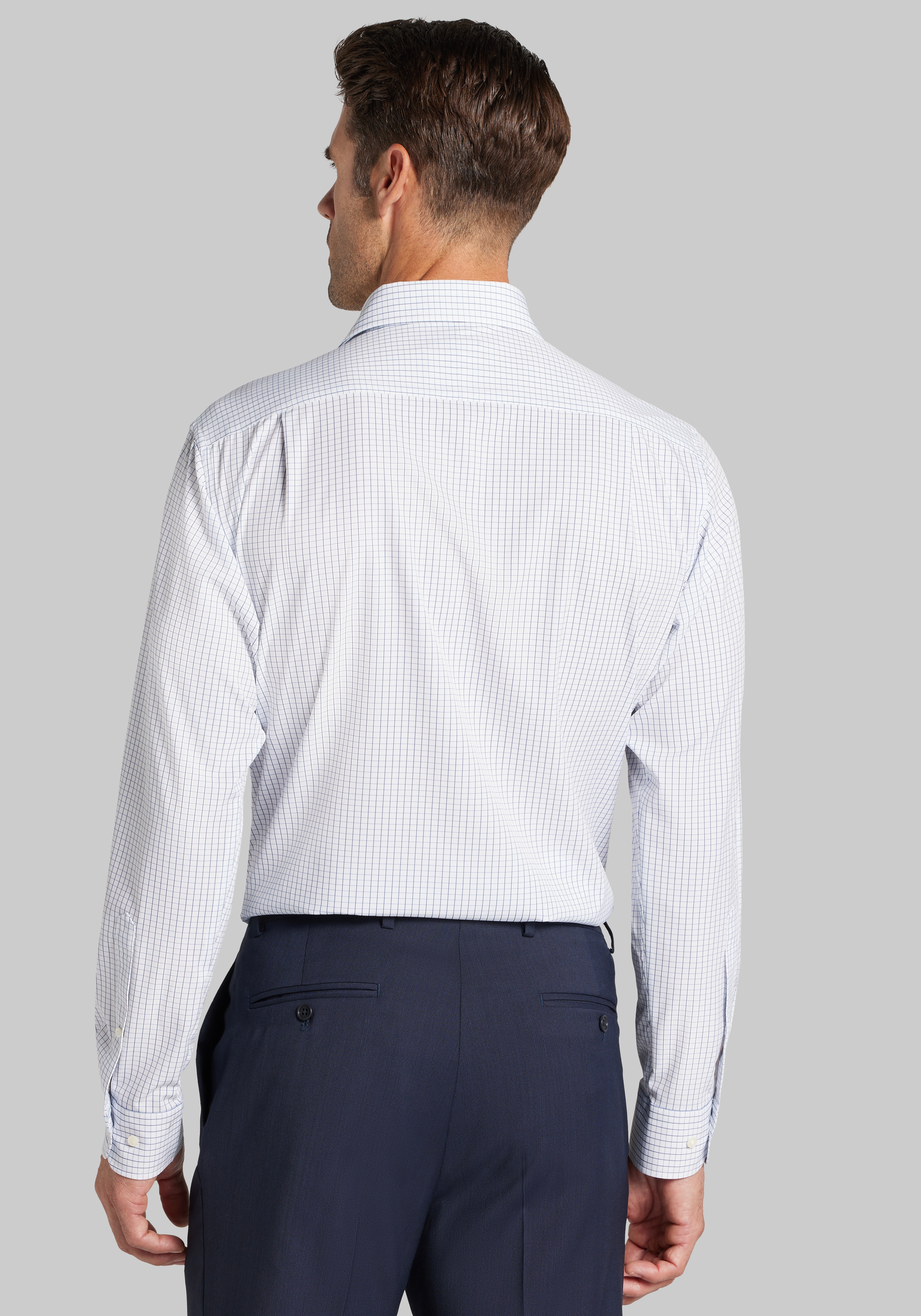1905 Collection Tailored Fit Grid Dress Shirt
