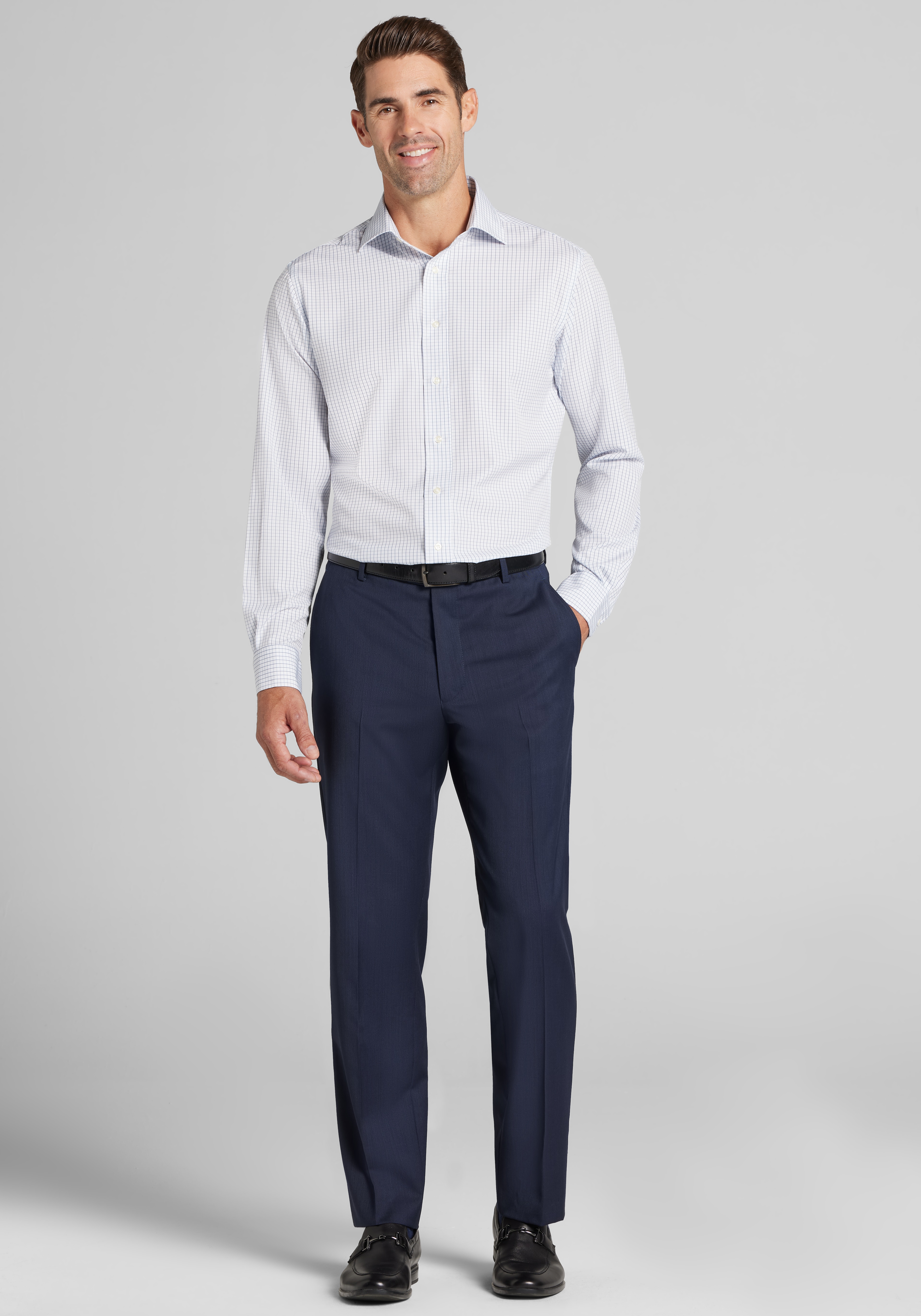 1905 Collection Tailored Fit Grid Dress Shirt