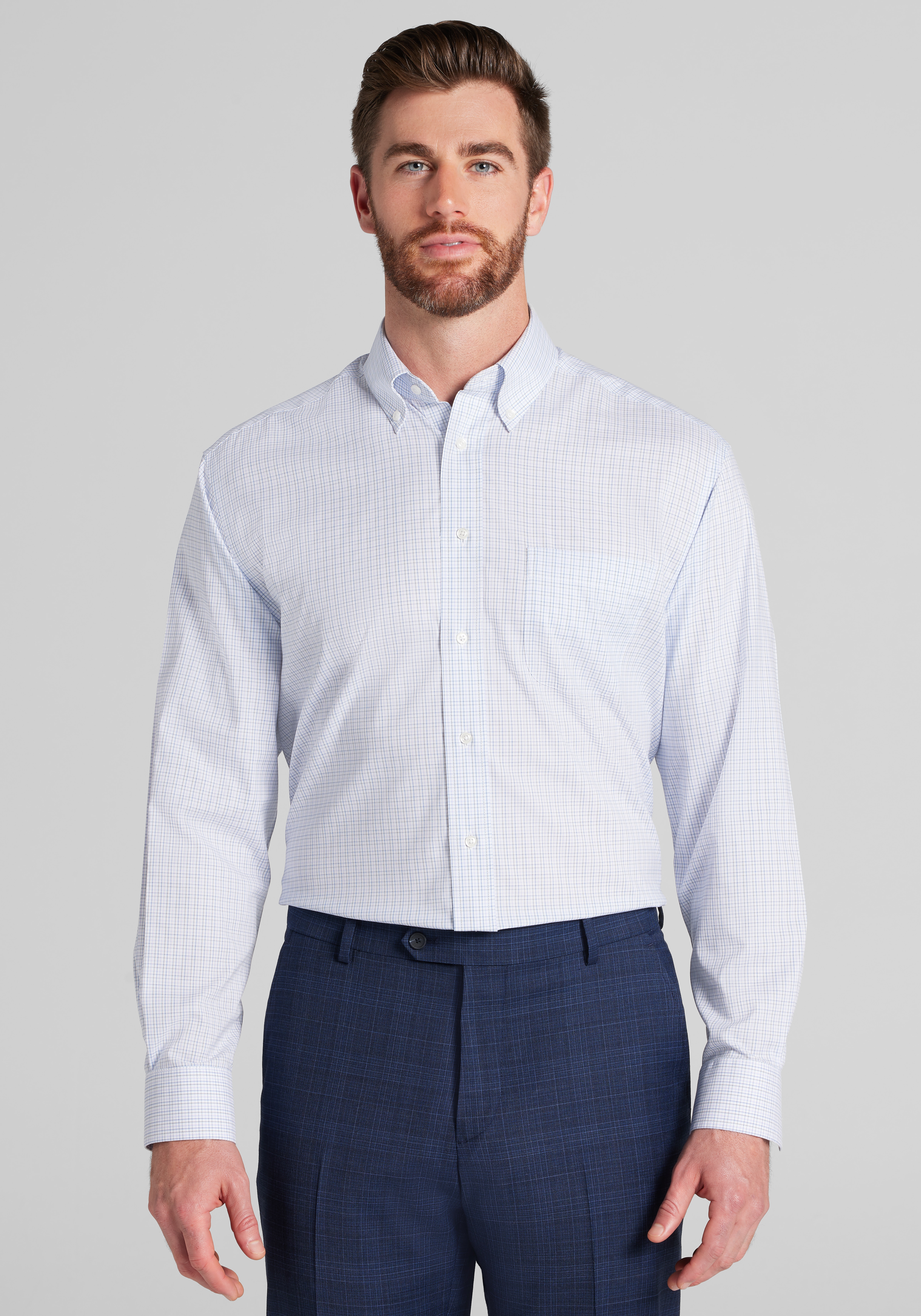 Men's Dress Shirts, Traveler® Collection Traditional Fit Plaid Dress Shirt - Jos A Bank