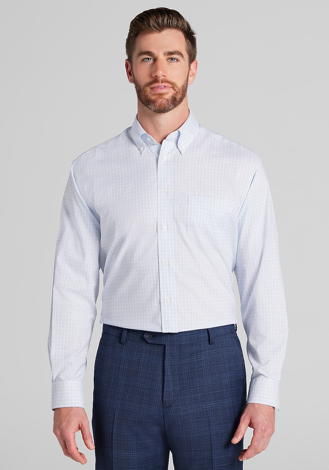 Traveler® Collection Traditional Fit Plaid Dress Shirt