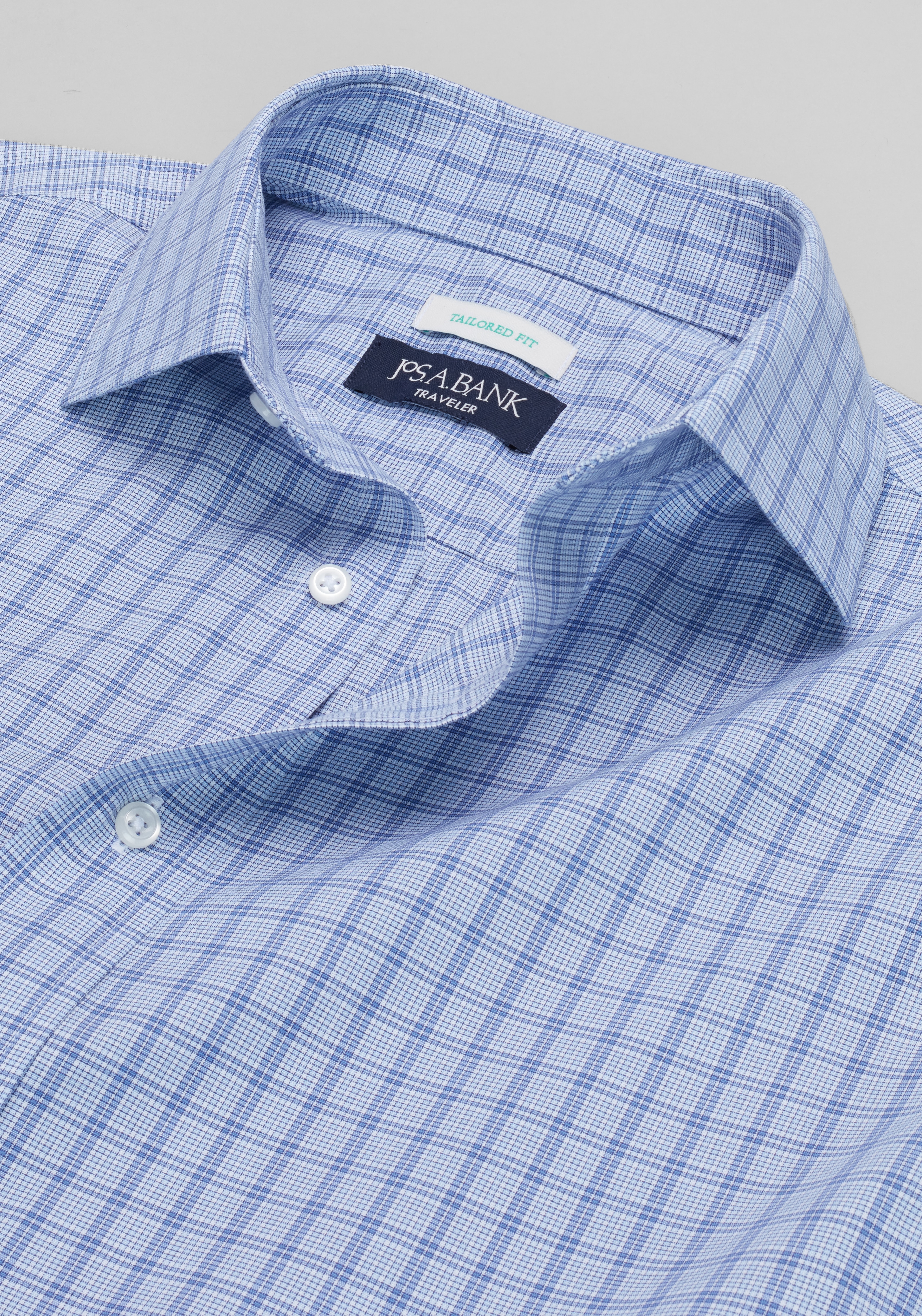 Traveler® Collection Tailored Fit Plaid Dress Shirt