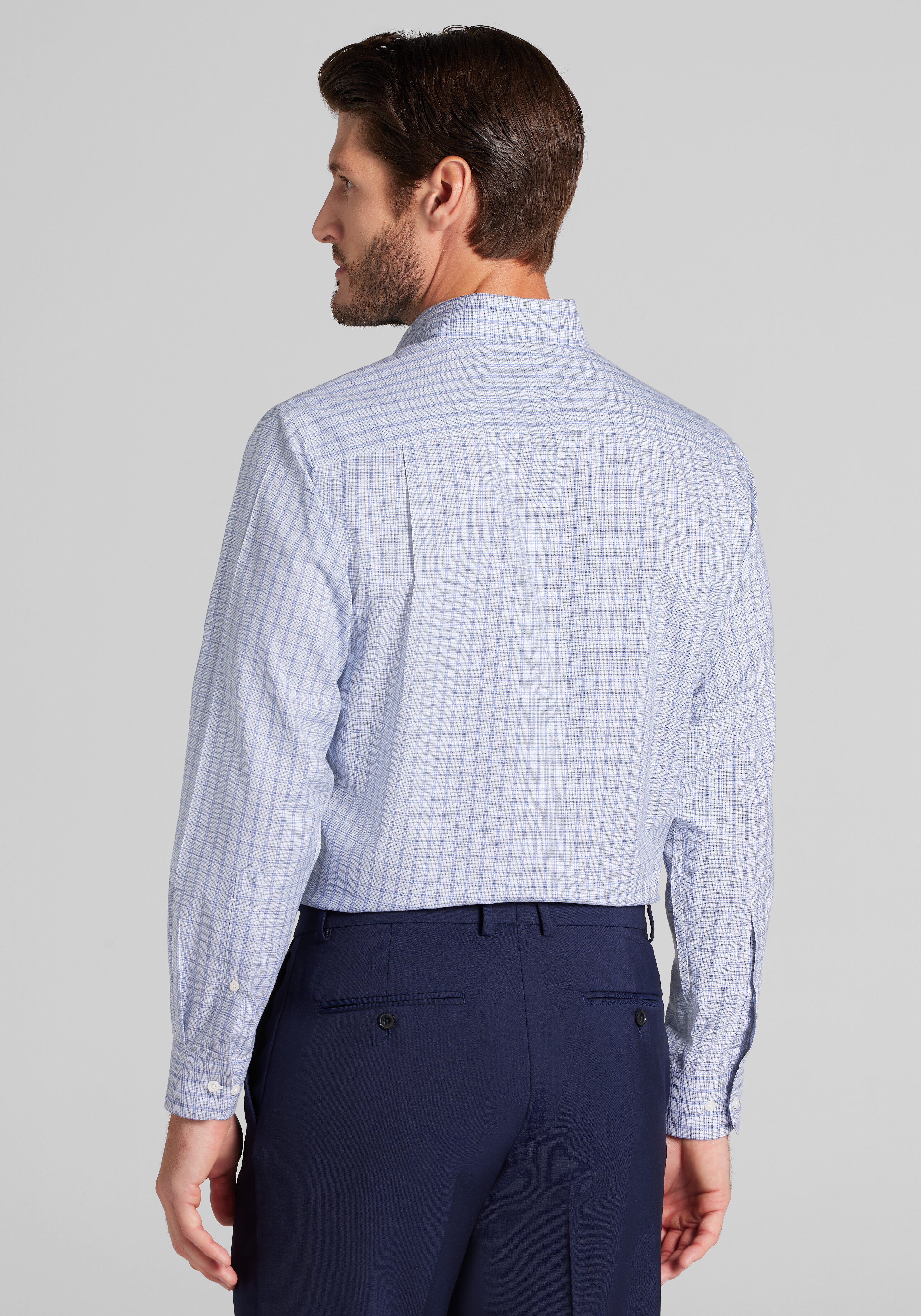 Traveler® Collection Tailored Fit Plaid Dress Shirt