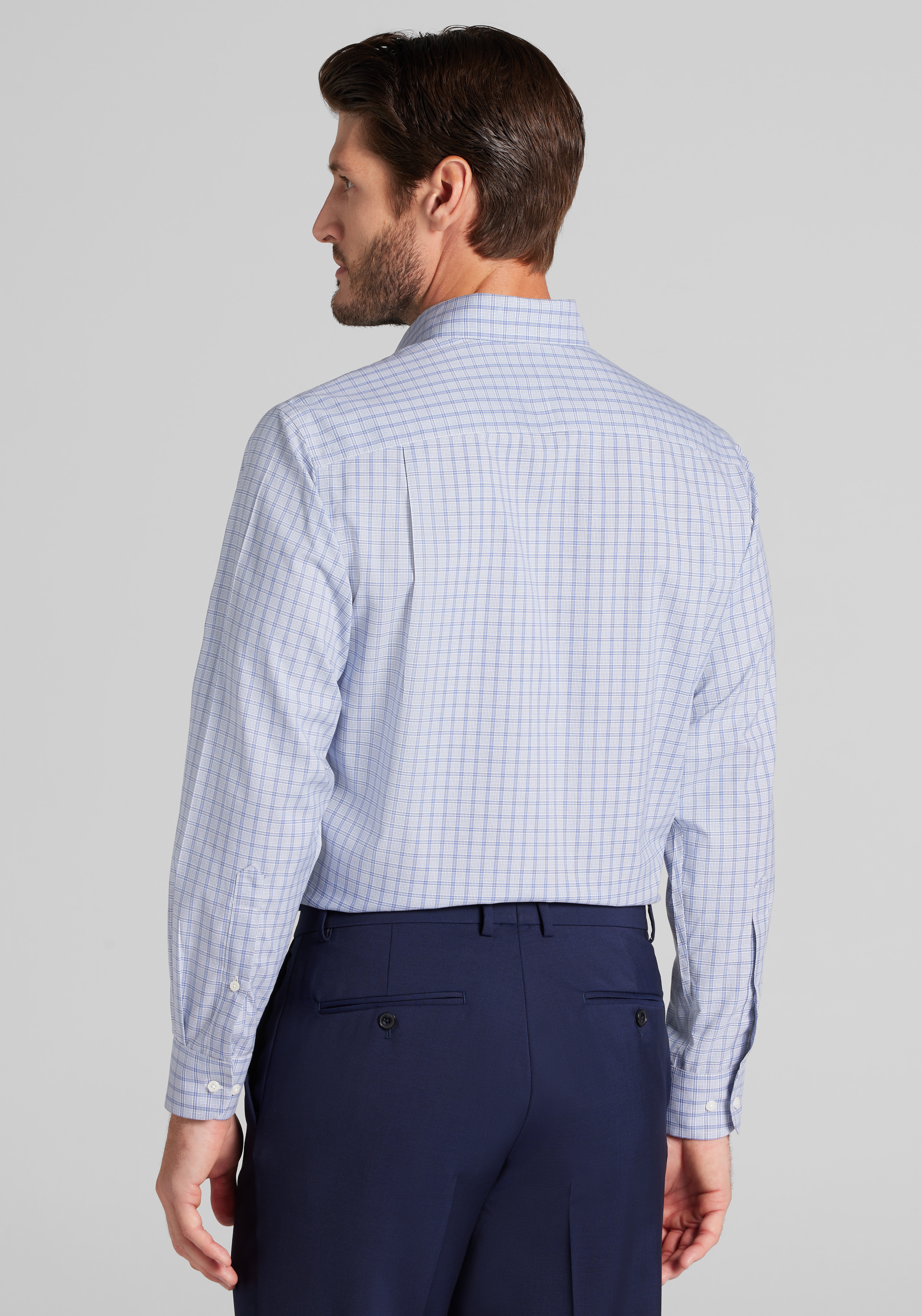 Traveler® Collection Tailored Fit Plaid Dress Shirt