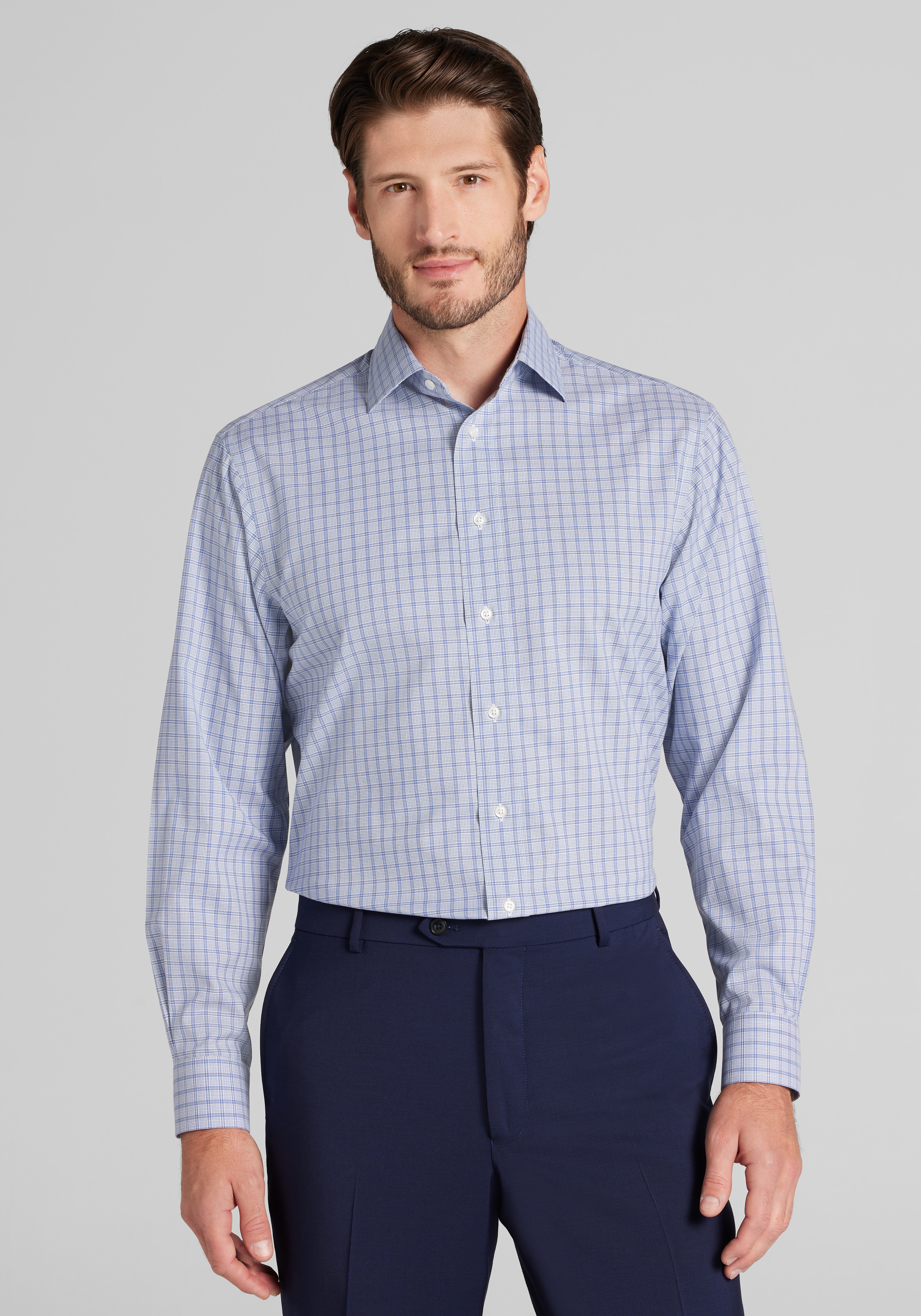 Men's New!, Traveler® Collection Tailored Fit Plaid Dress Shirt - Jos A Bank
