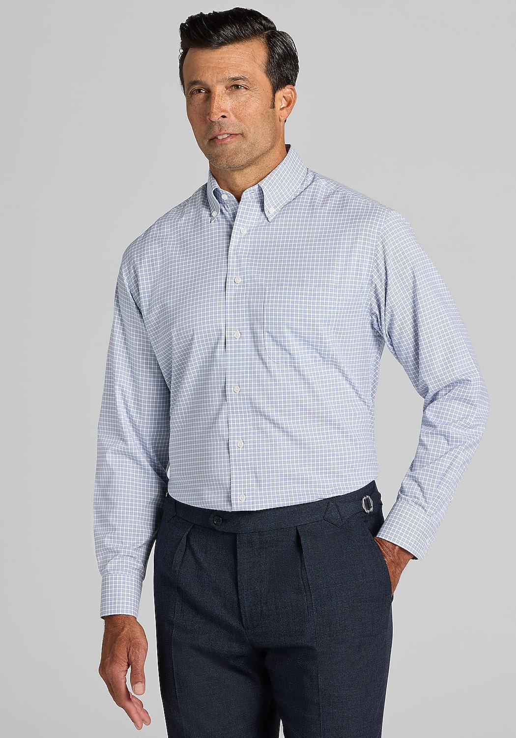 Traveler® Collection Traditional Fit Plaid Dress Shirt - Big & Tall