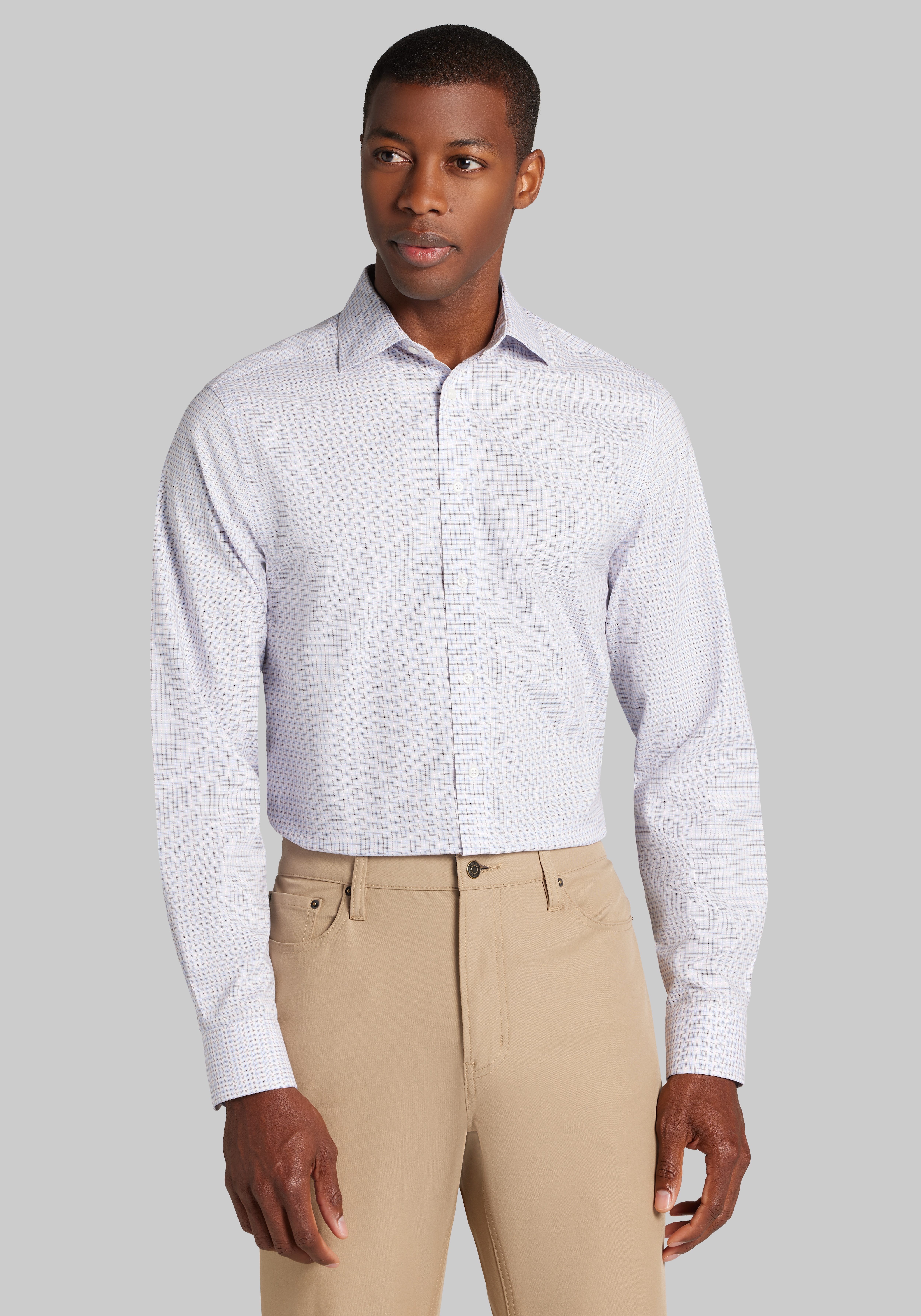 Traveler® Collection Slim Fit Plaid Dress Shirt