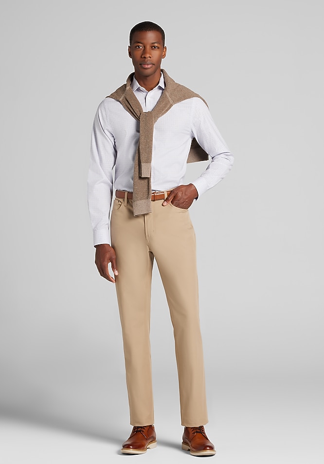 grey dress shirt with khaki pants Twillory Men's Air - - Tailored Fit, Wrinkle-Resistant, 4-Way Stretch Its tailored in a Slim Fit that gives you a crisp Traveler Collection Slim Fit Plaid