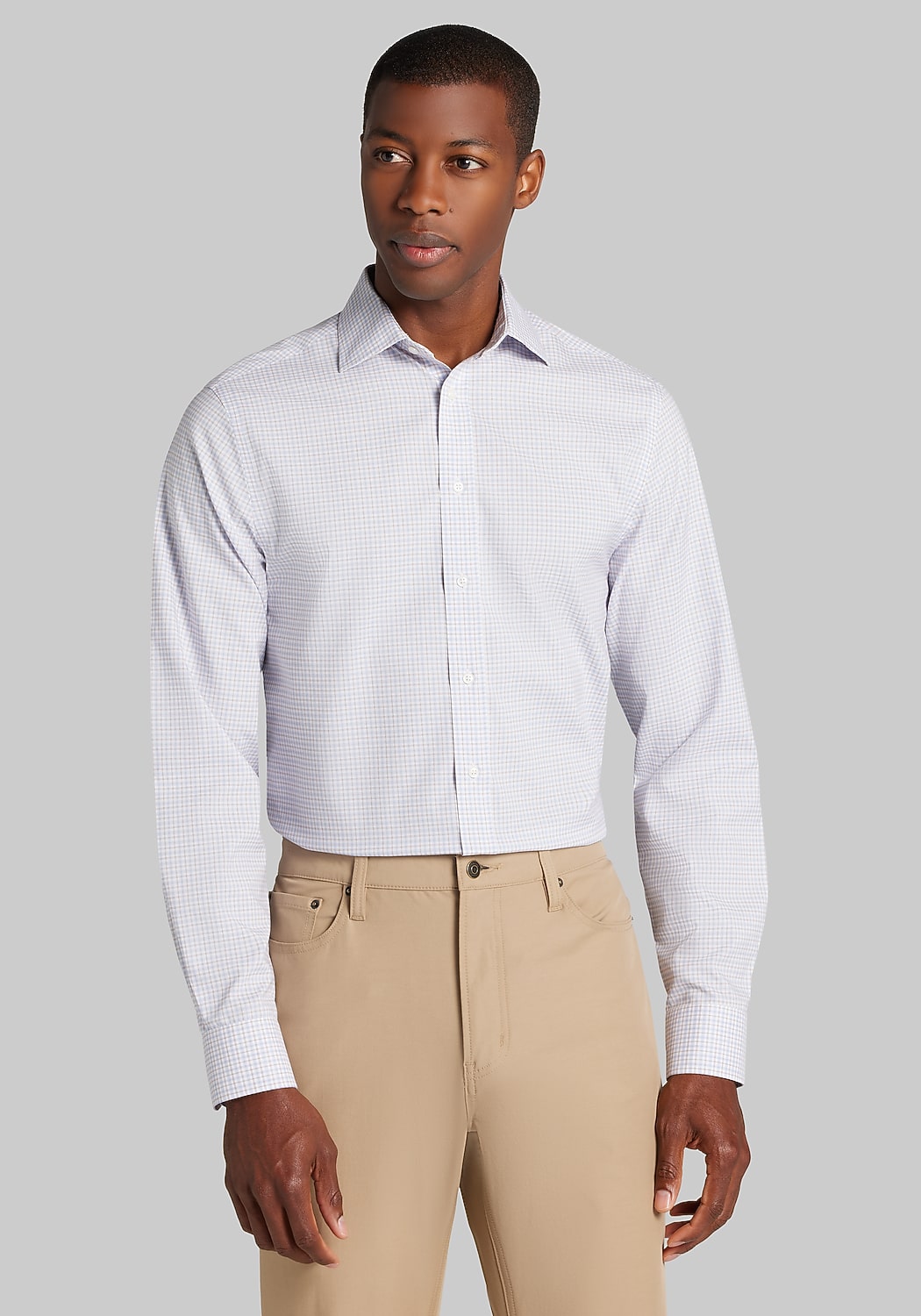 Traveler® Collection Slim Fit Plaid Dress Shirt