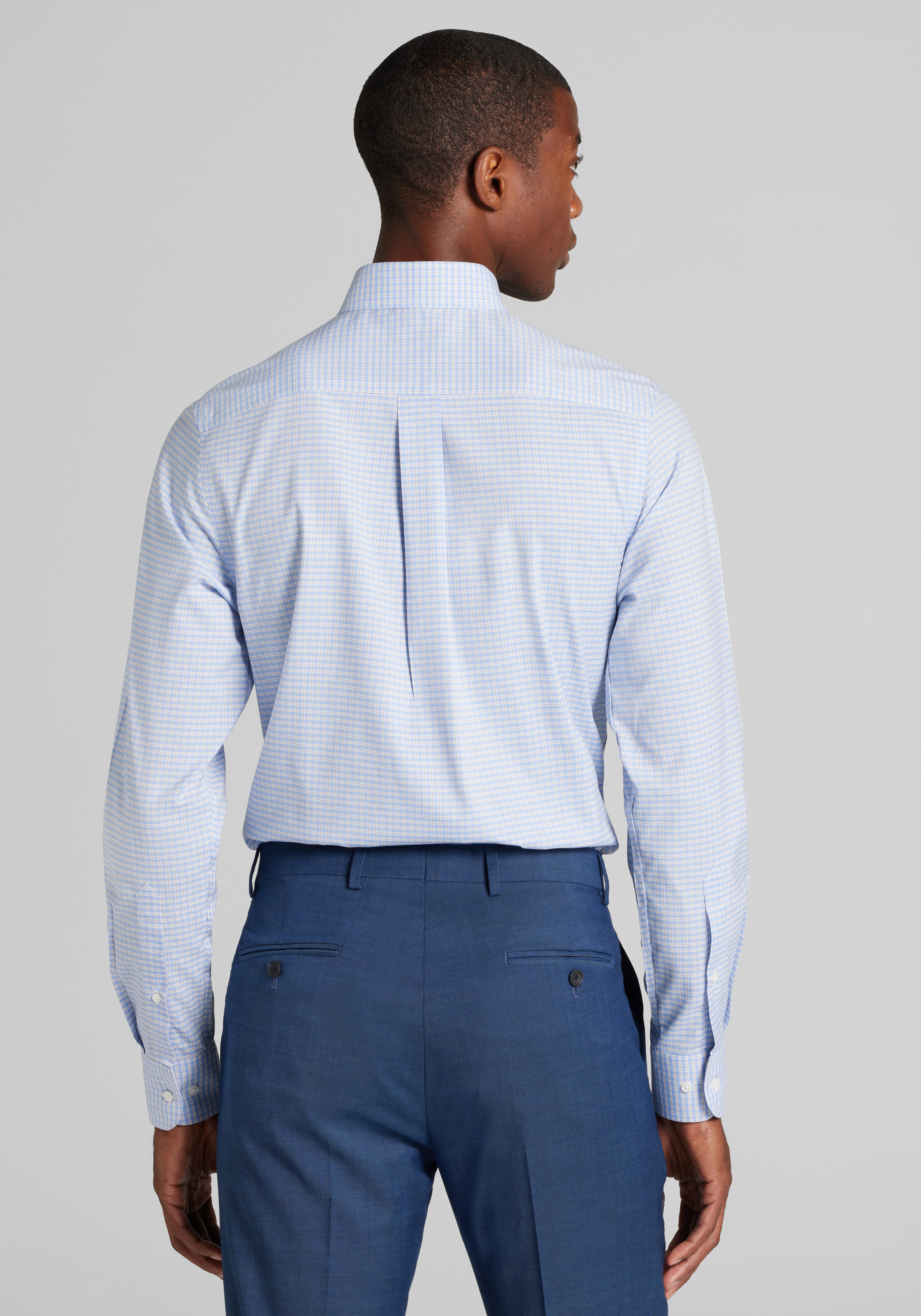 Traveler® Collection Slim Fit Button-Down Collar Plaid Dress Shirt