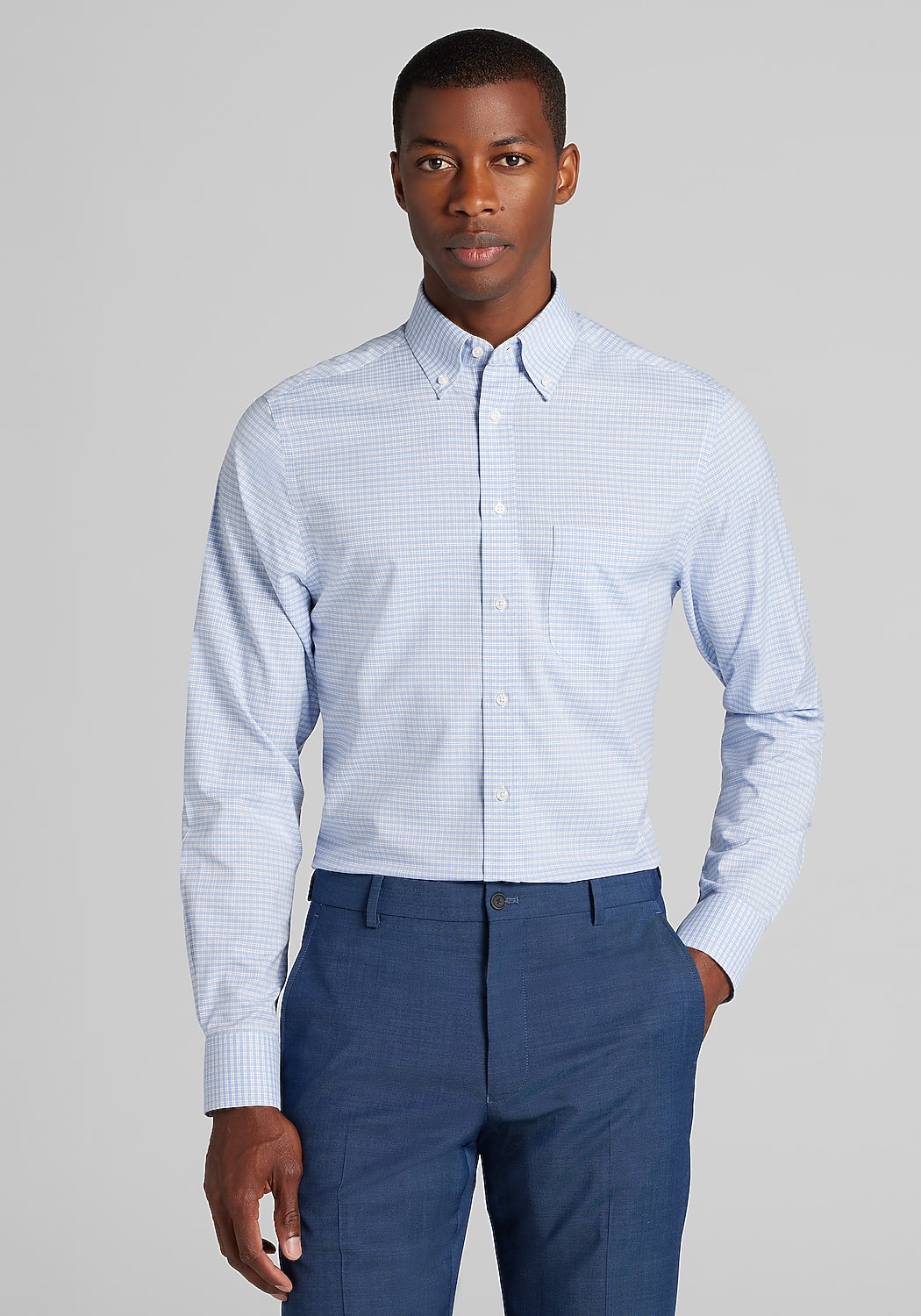 Traveler® Collection Slim Fit Button-Down Collar Plaid Dress Shirt - Big & Tall