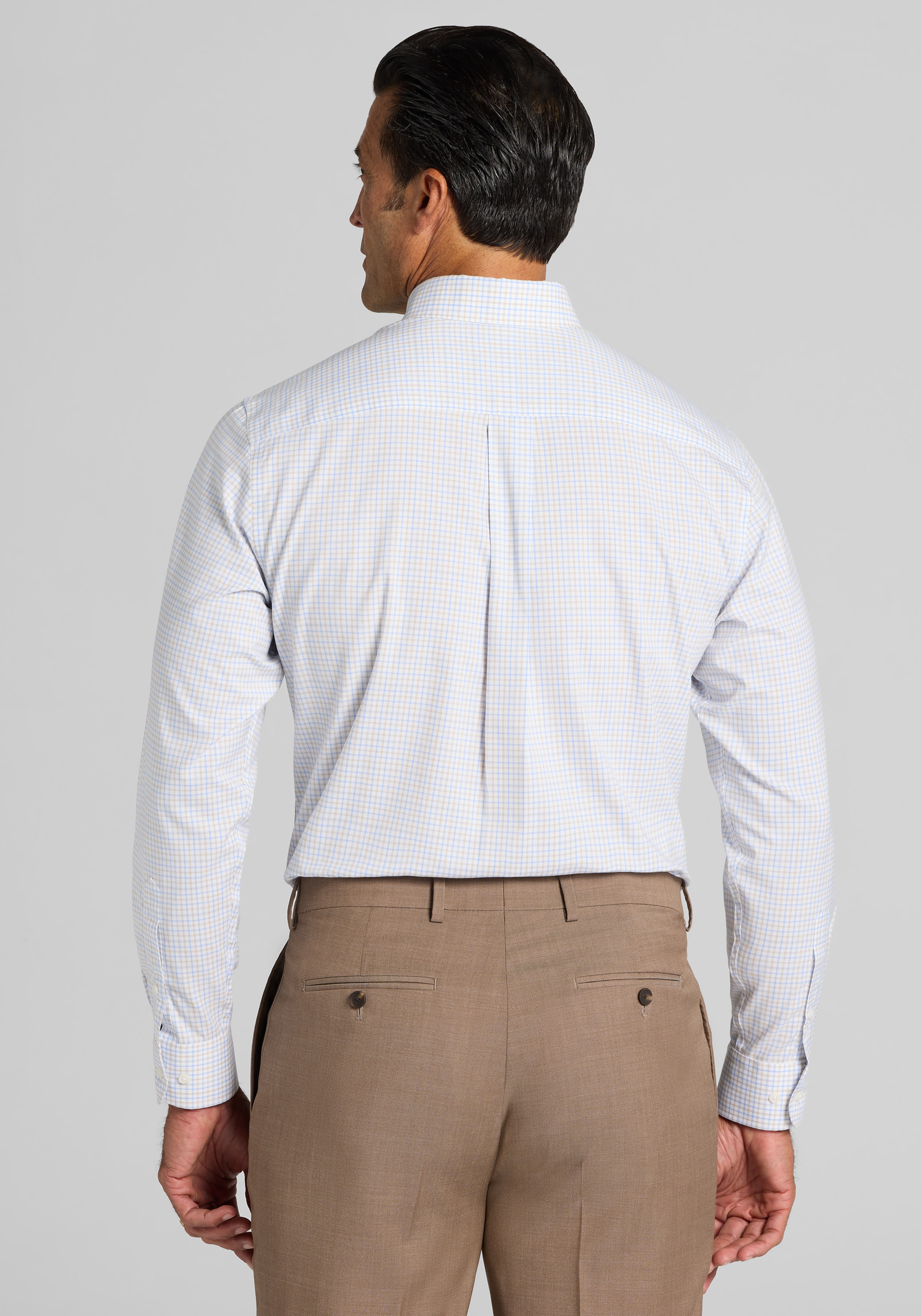 Traveler® Collection Tailored Fit Mini Grid Dress Shirt