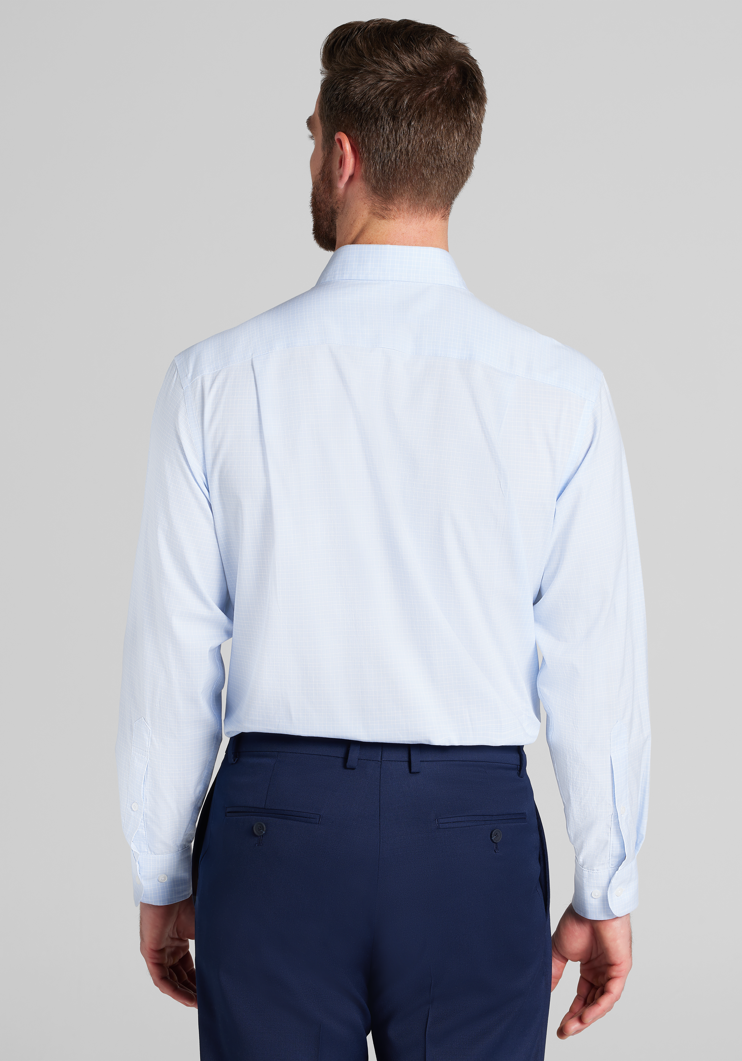 Traveler® Collection Tradtional Fit Spread Collar Glen Plaid Dress Shirt