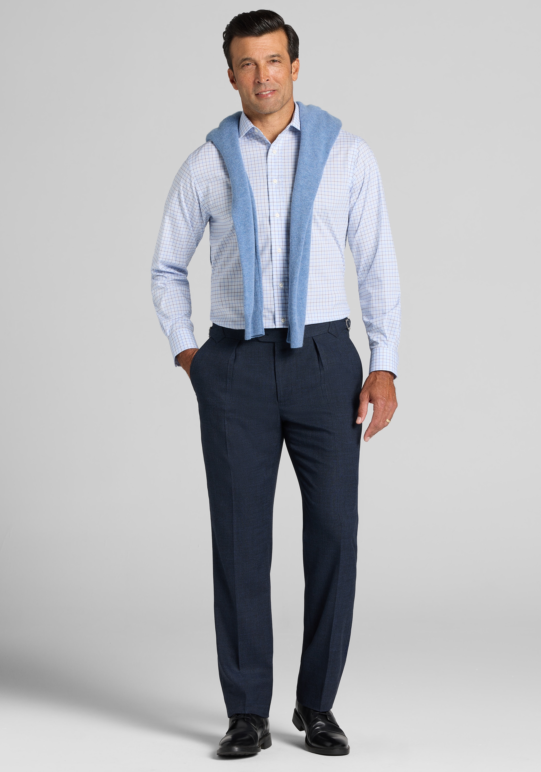Jos. A. Bank Tailored Fit Plaid Comfort Stretch Dress Shirt