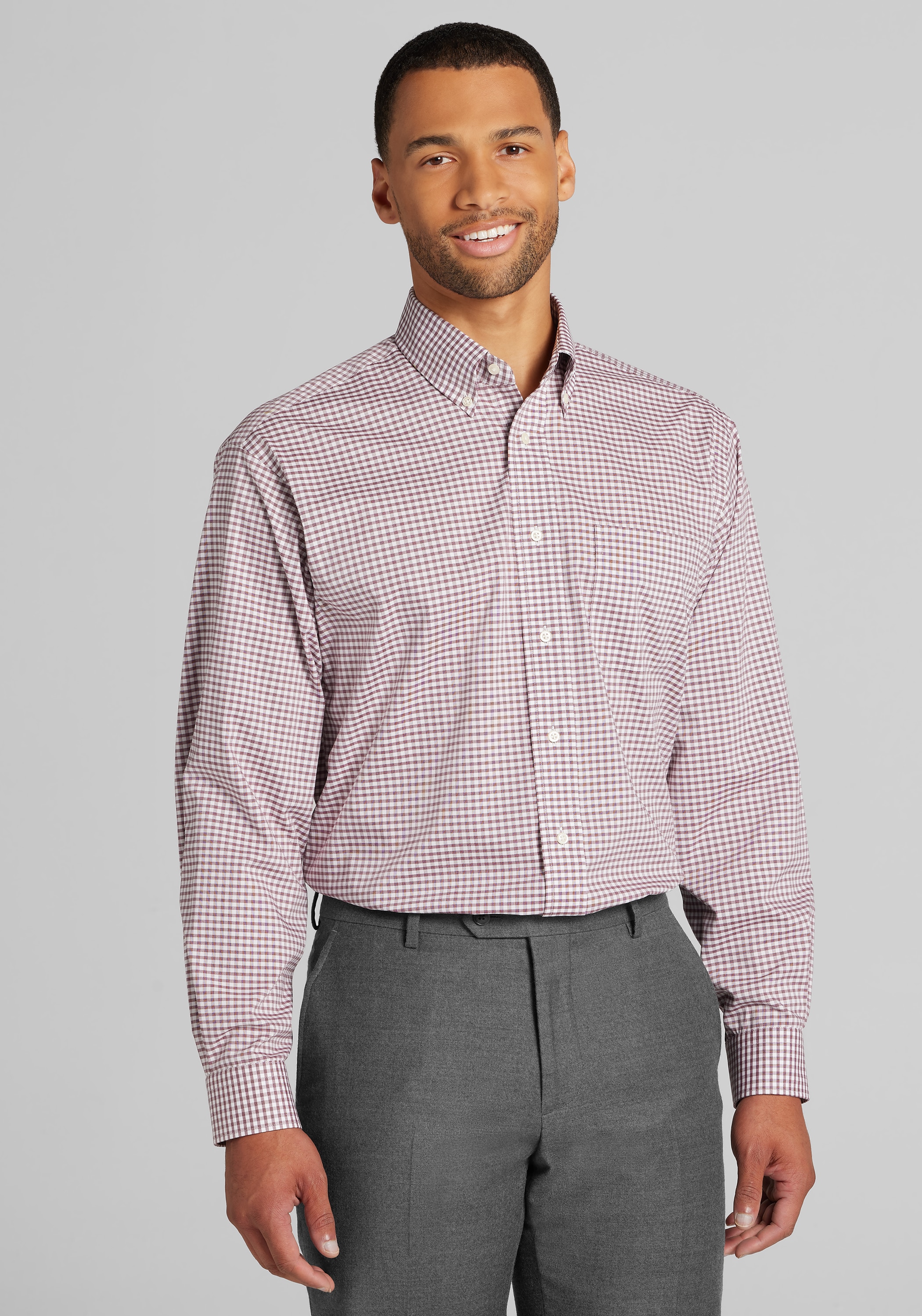 Men's New!, Jos. A. Bank Comfort Stretch Traditional Fit Check Dress Shirt - Jos A Bank