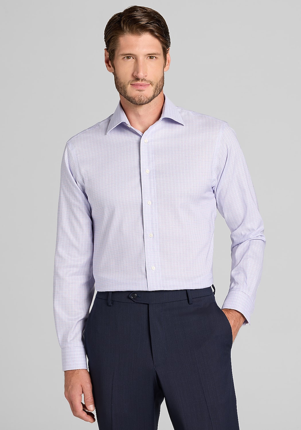 Jos. A. Bank Comfort Stretch Tailored Fit Plaid Dress Shirt