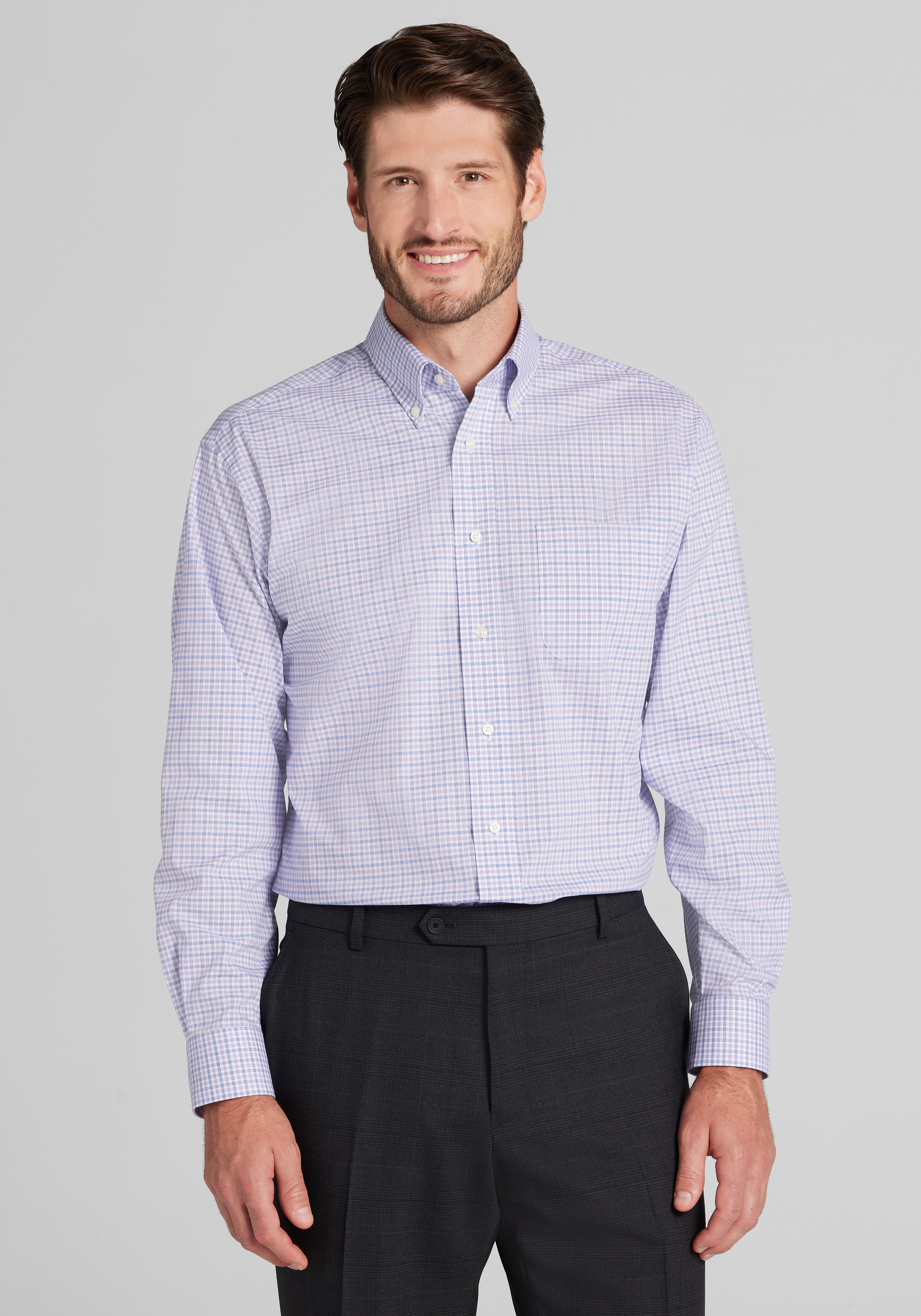 Jos. A. Bank Traditional Fit Check Comfort Stretch Dress Shirt