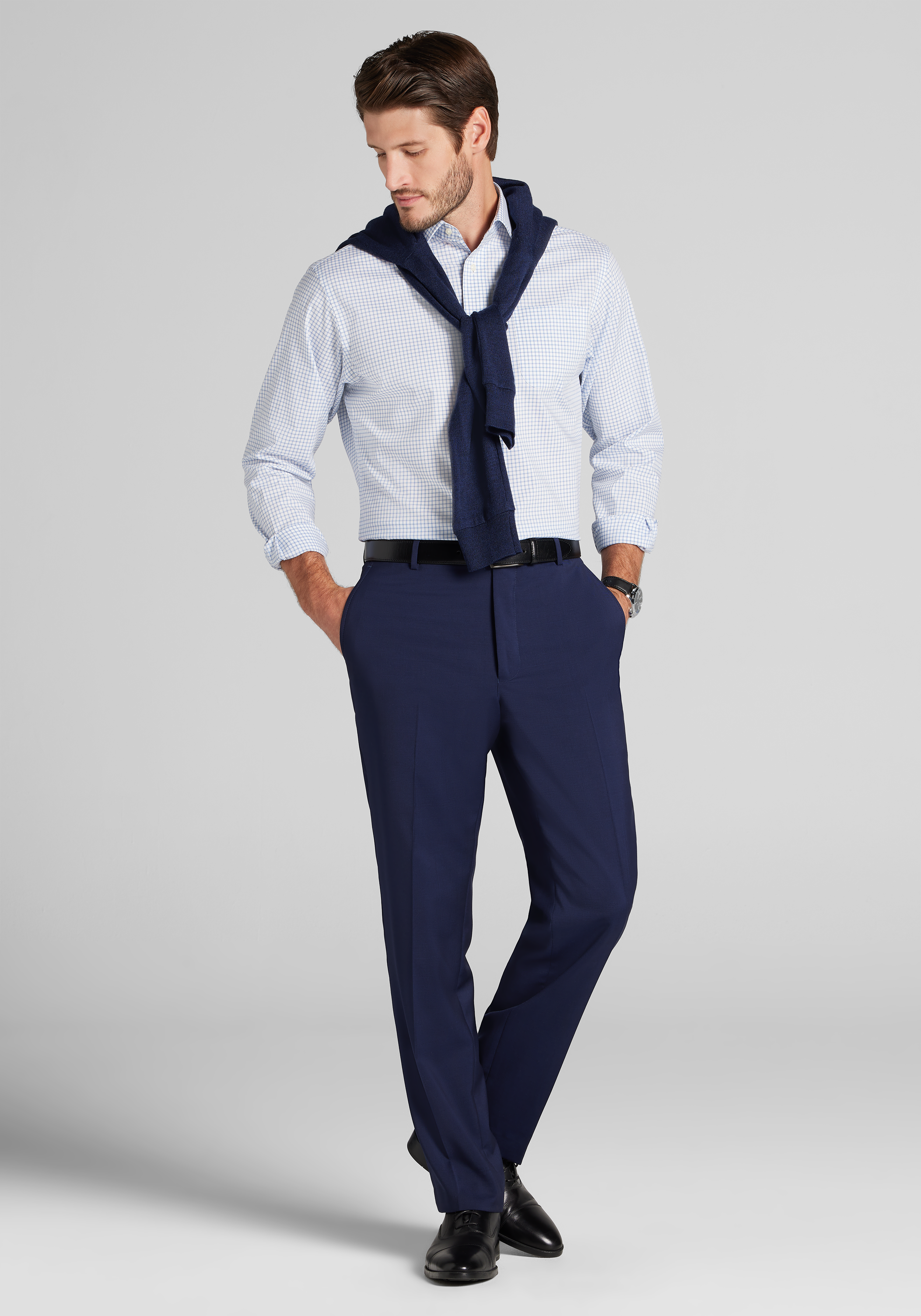 Jos. A. Bank Comfort Stretch Tailored Fit Grid Dress Shirt