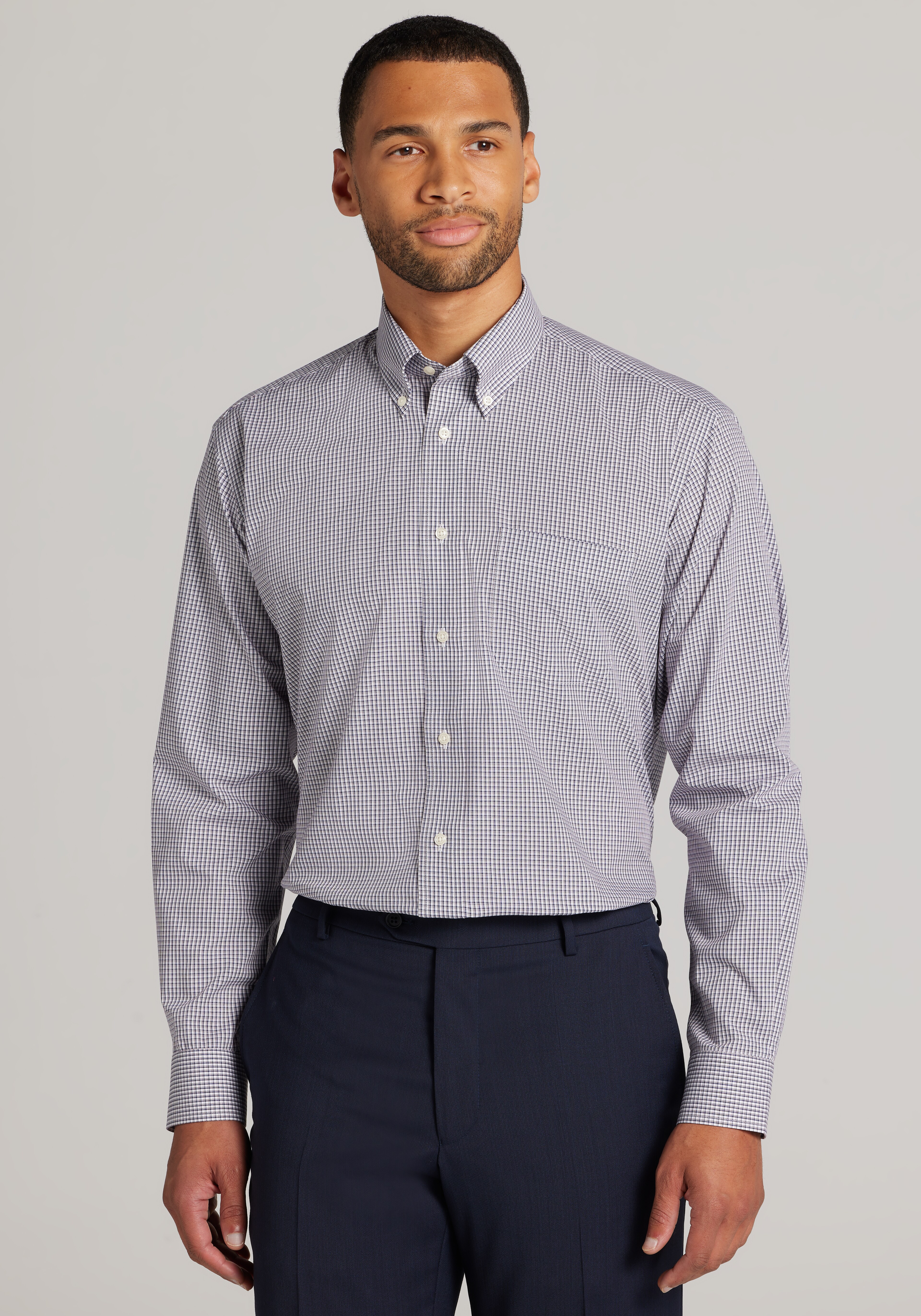1905 Collection Traditional Fit Micro Plaid Dress Shirt