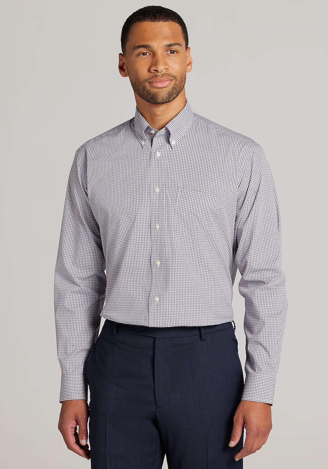 1905 Collection Traditional Fit Micro Plaid Dress Shirt