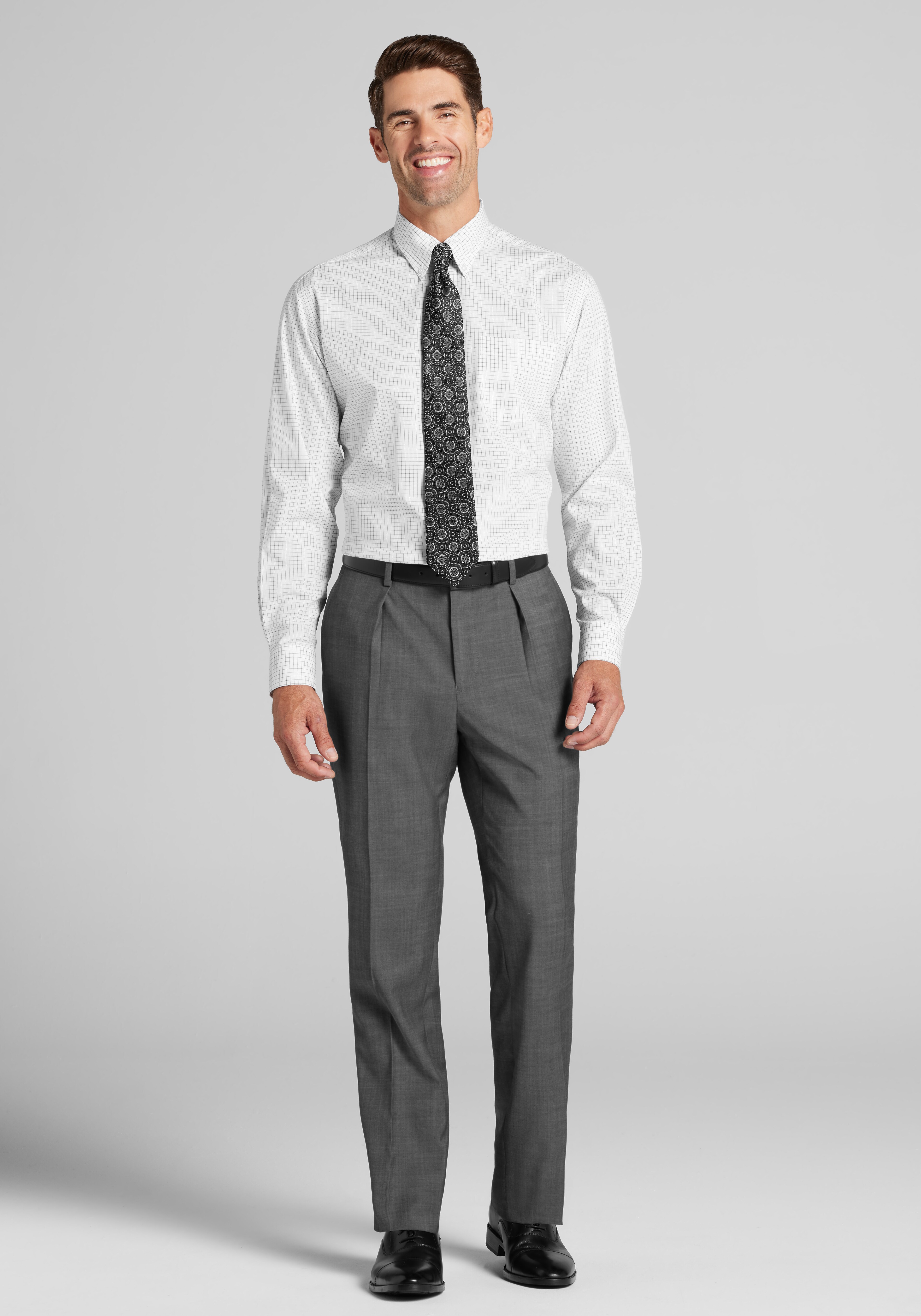 1905 Collection Traditional Fit Grid Dress Shirt