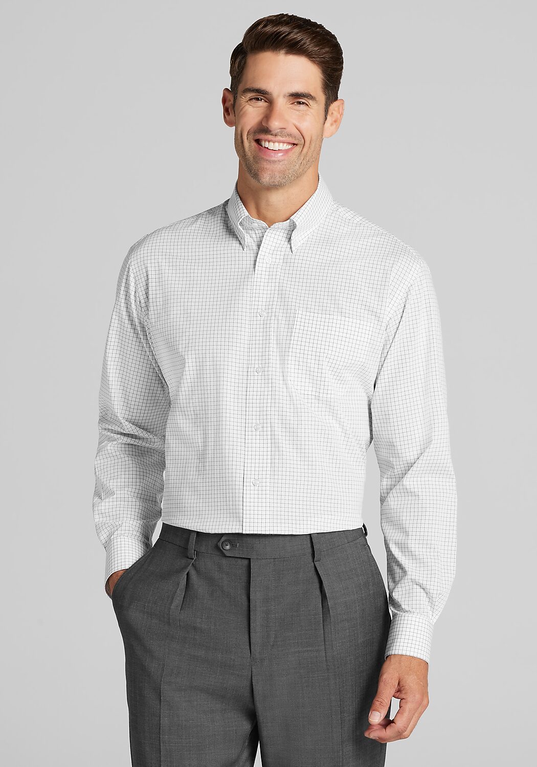 1905 Collection Traditional Fit Grid Dress Shirt