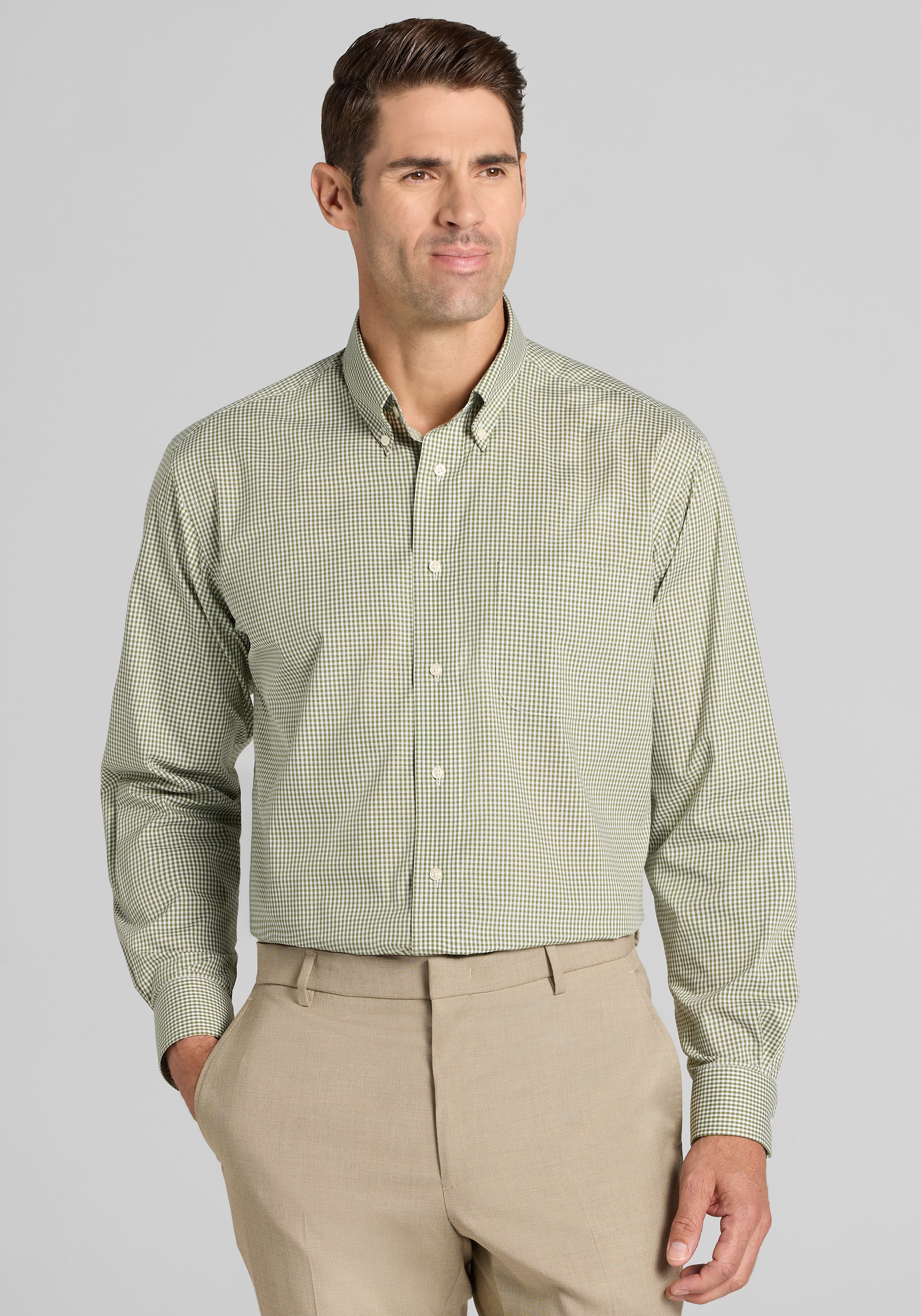 Men's New!, 1905 Collection Traditional Fit Check Dress Shirt - Jos A Bank