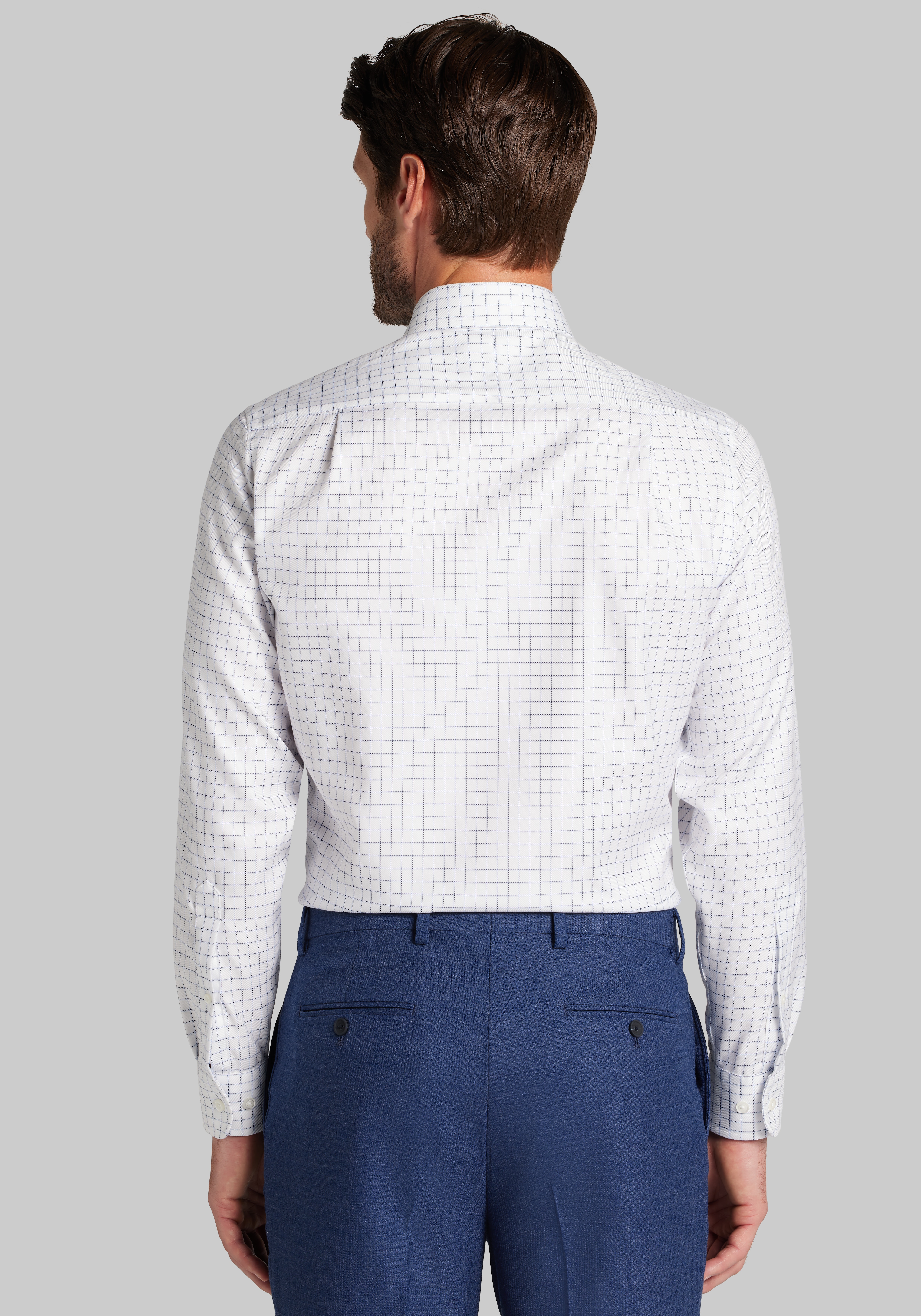 Reserve Collection Slim Fit Spread Collar Grid Dress Shirt