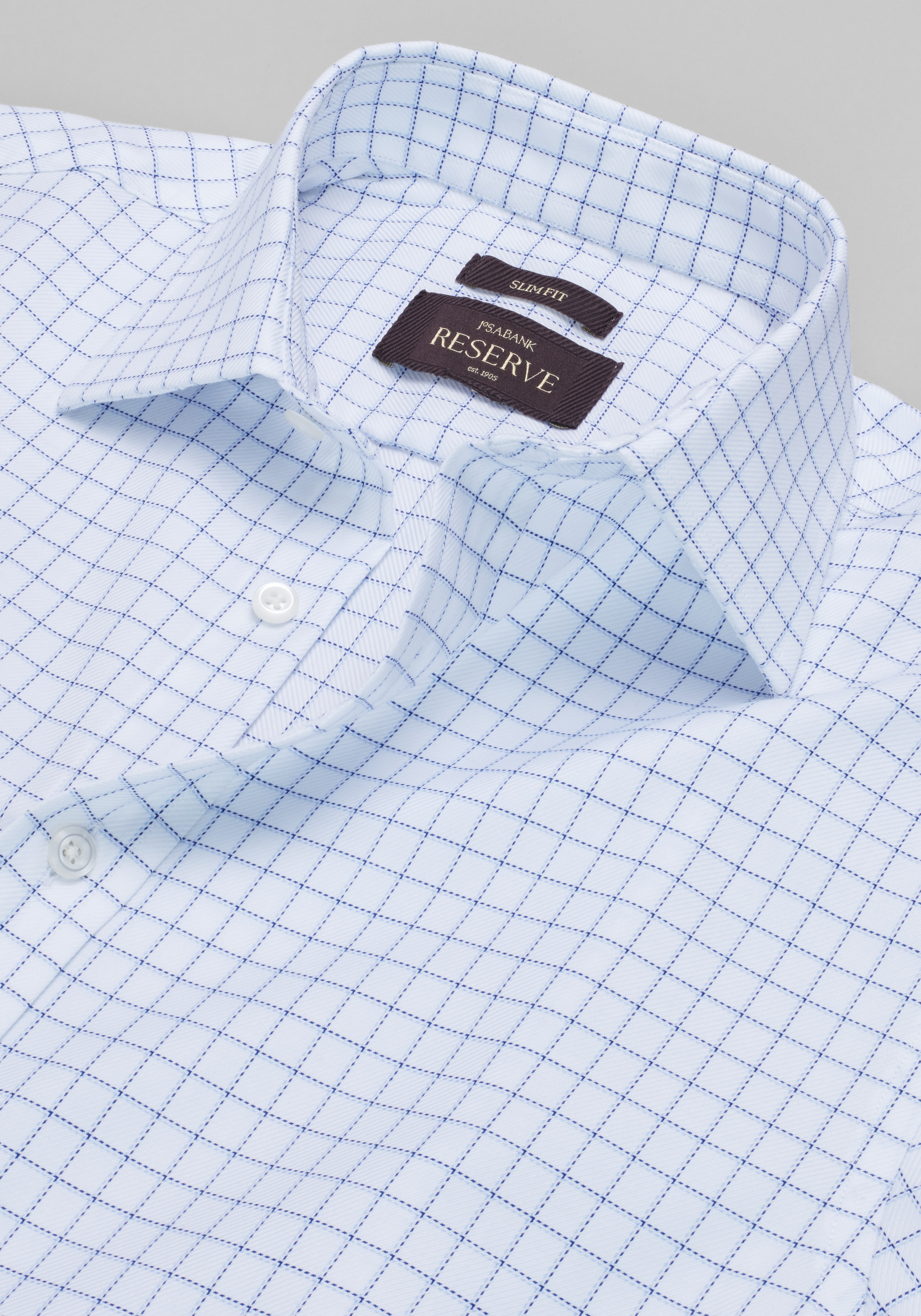 Reserve Collection Slim Fit Spread Collar Grid Dress Shirt