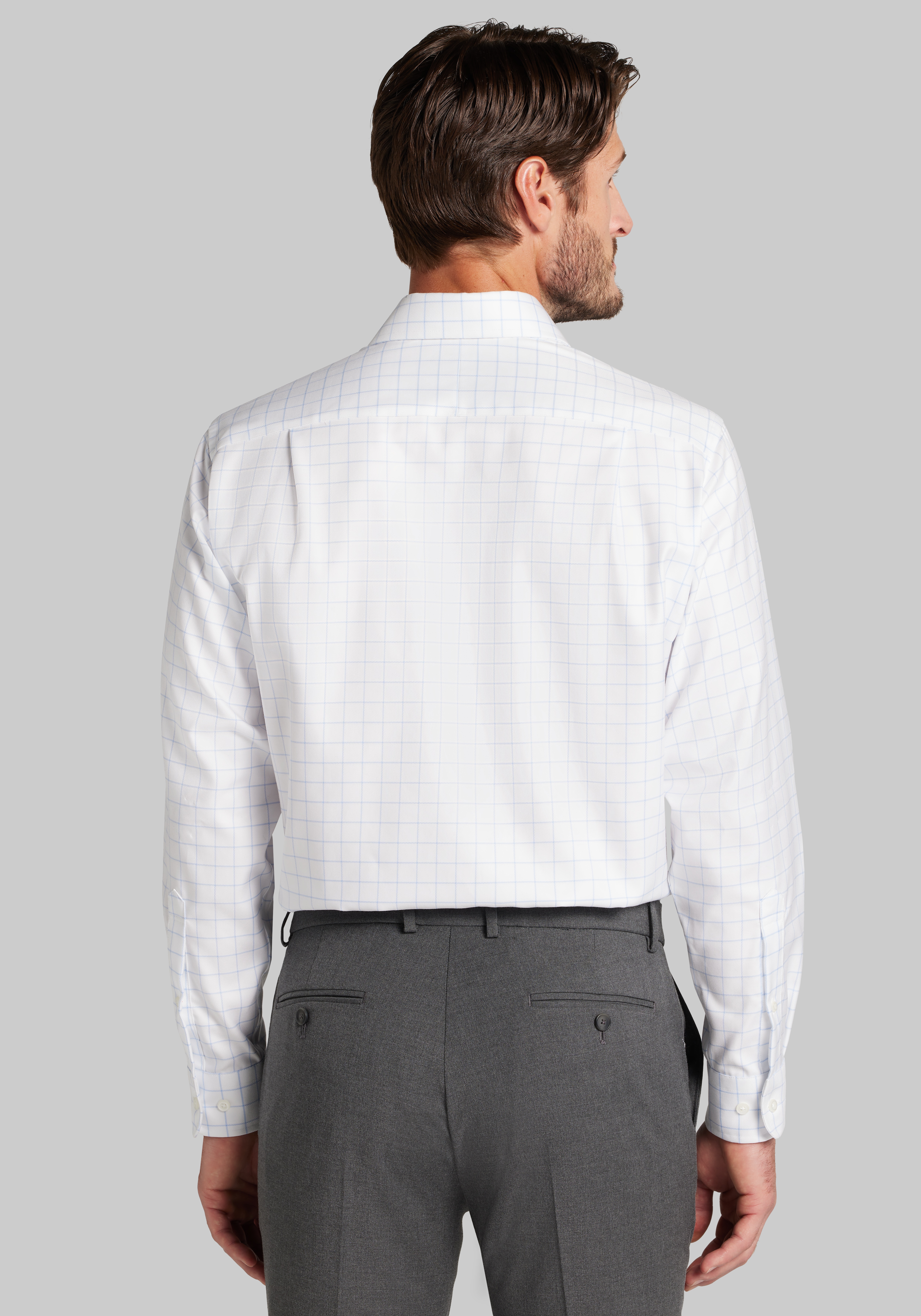 Reserve Tailored Fit Grid Pattern Non-Iron Dress Shirt