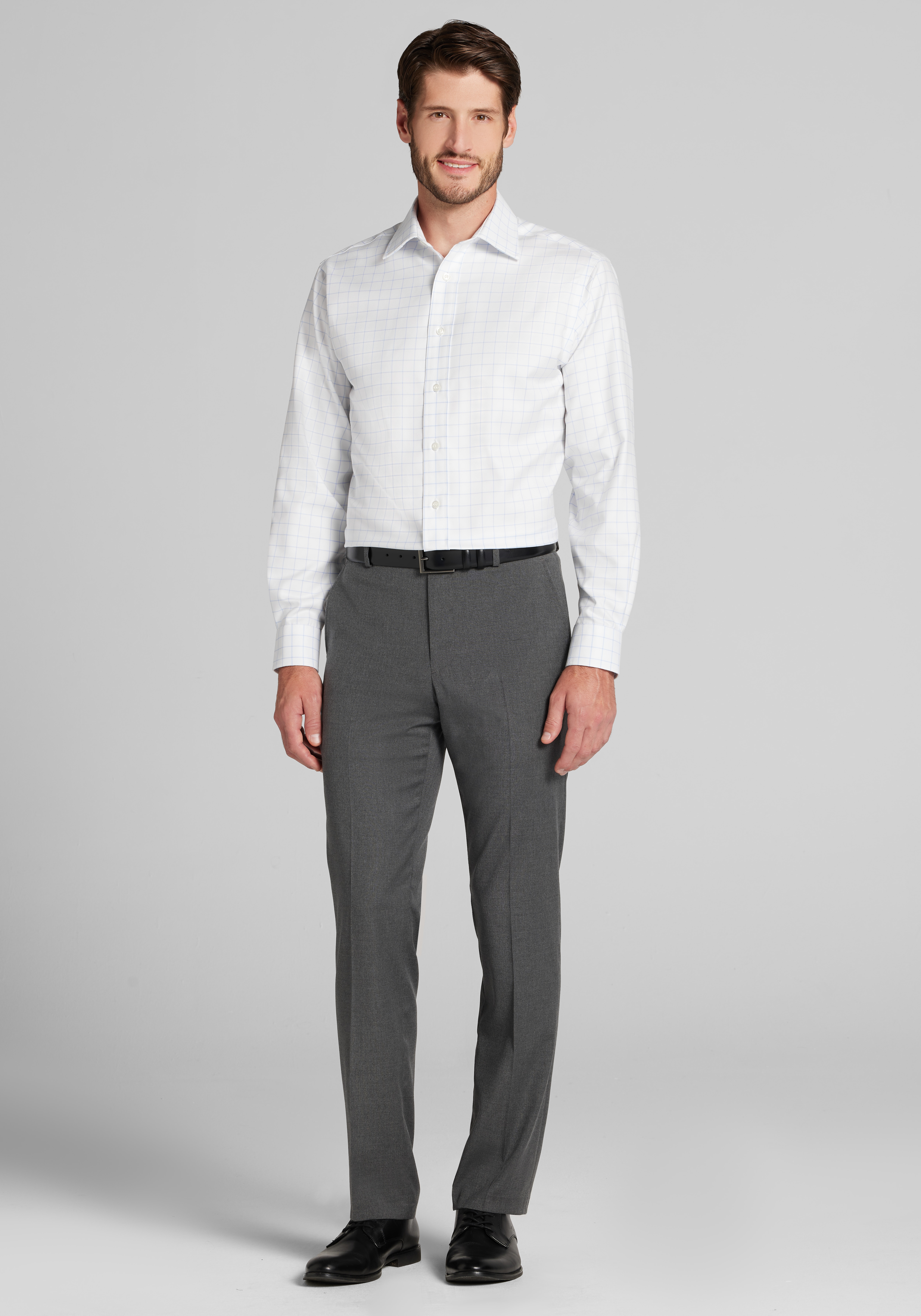 Reserve Tailored Fit Grid Pattern Non-Iron Dress Shirt