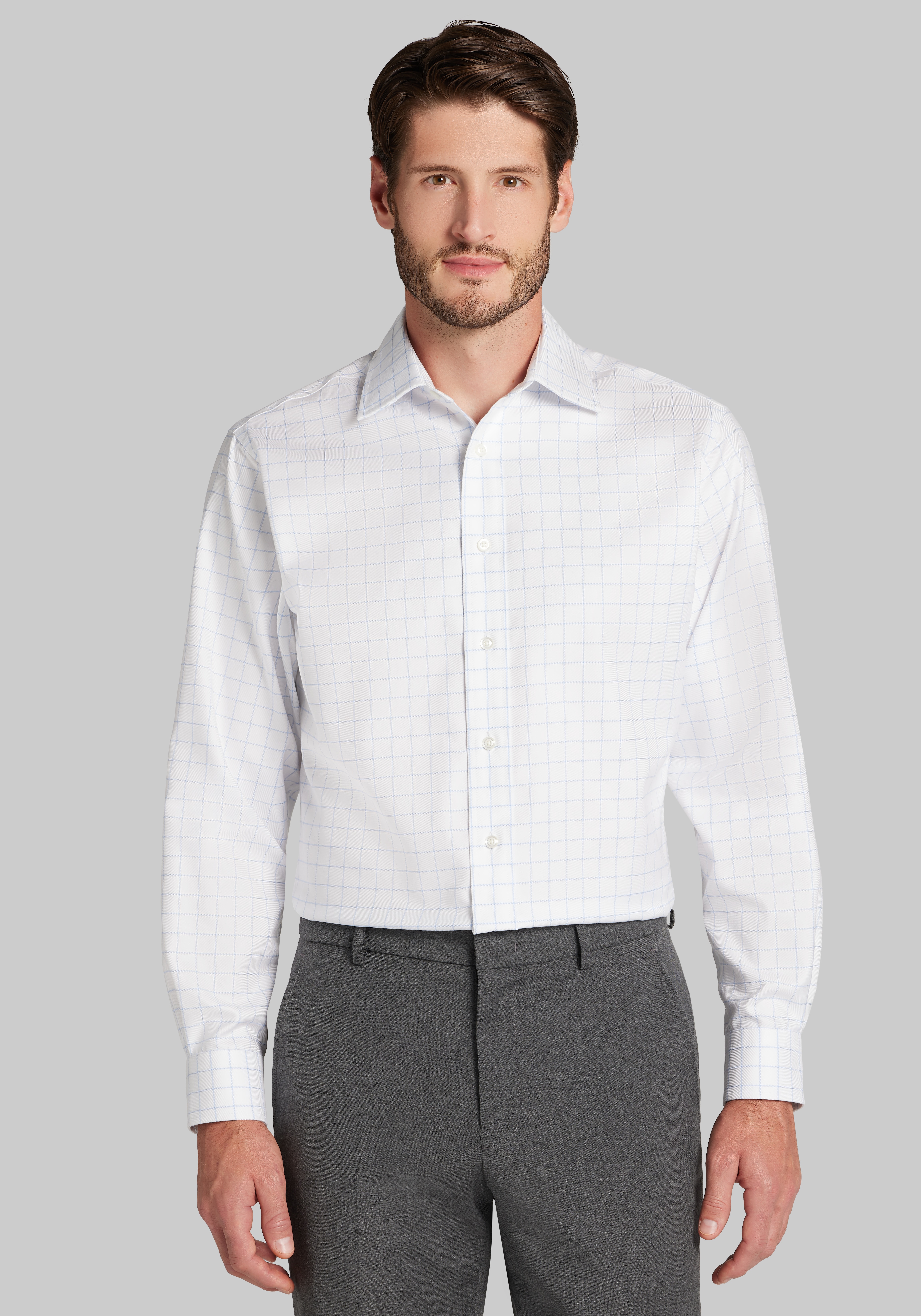 Reserve Tailored Fit Grid Pattern Non-Iron Dress Shirt
