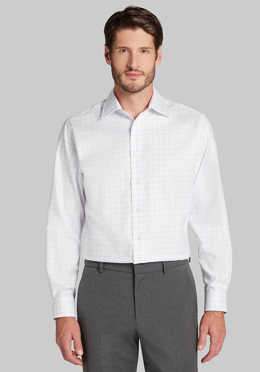Reserve Tailored Fit Grid Pattern Non-Iron Dress Shirt