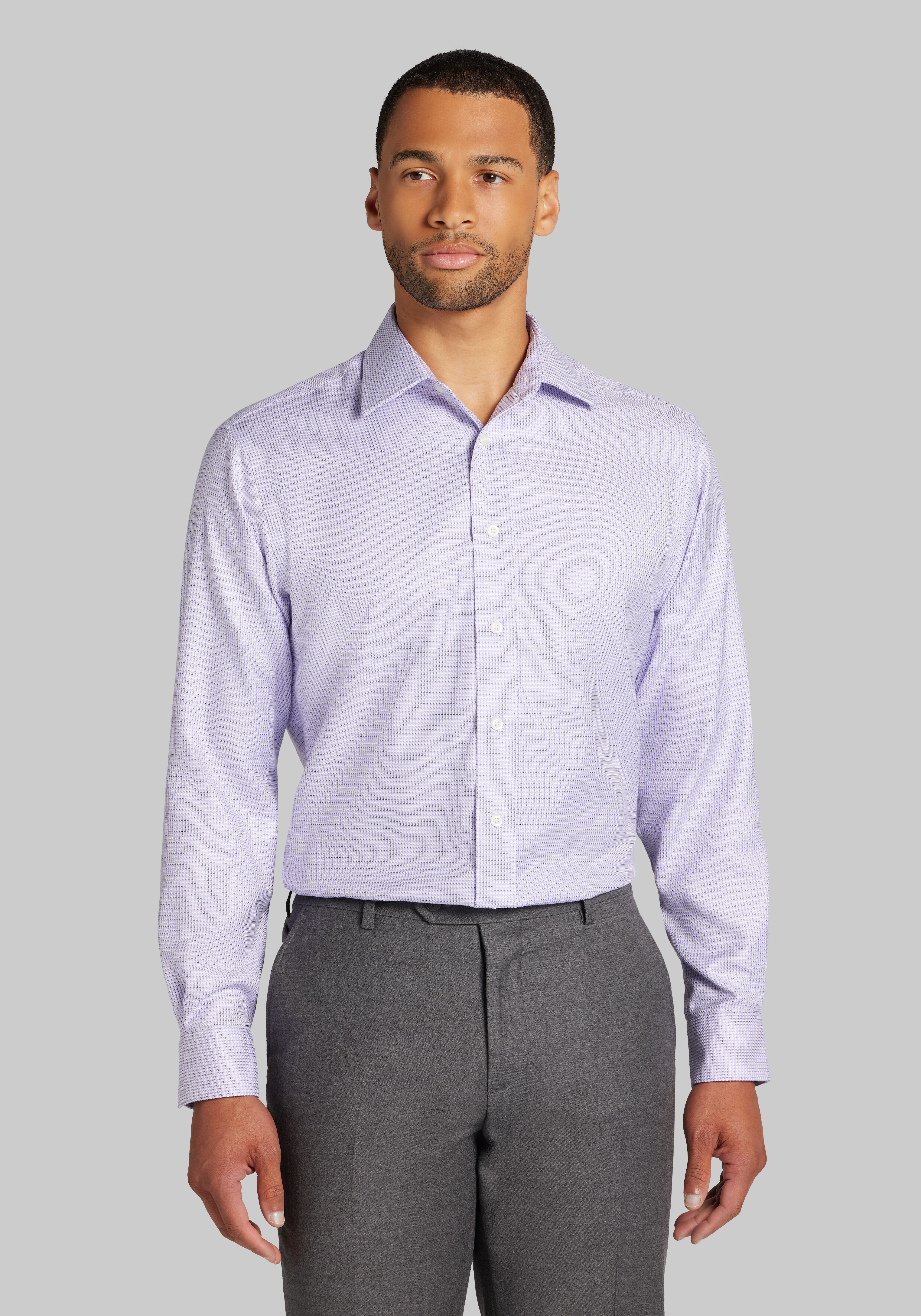 Reserve Collection Tailored Fit Spread Collar Birdseye Dress Shirt