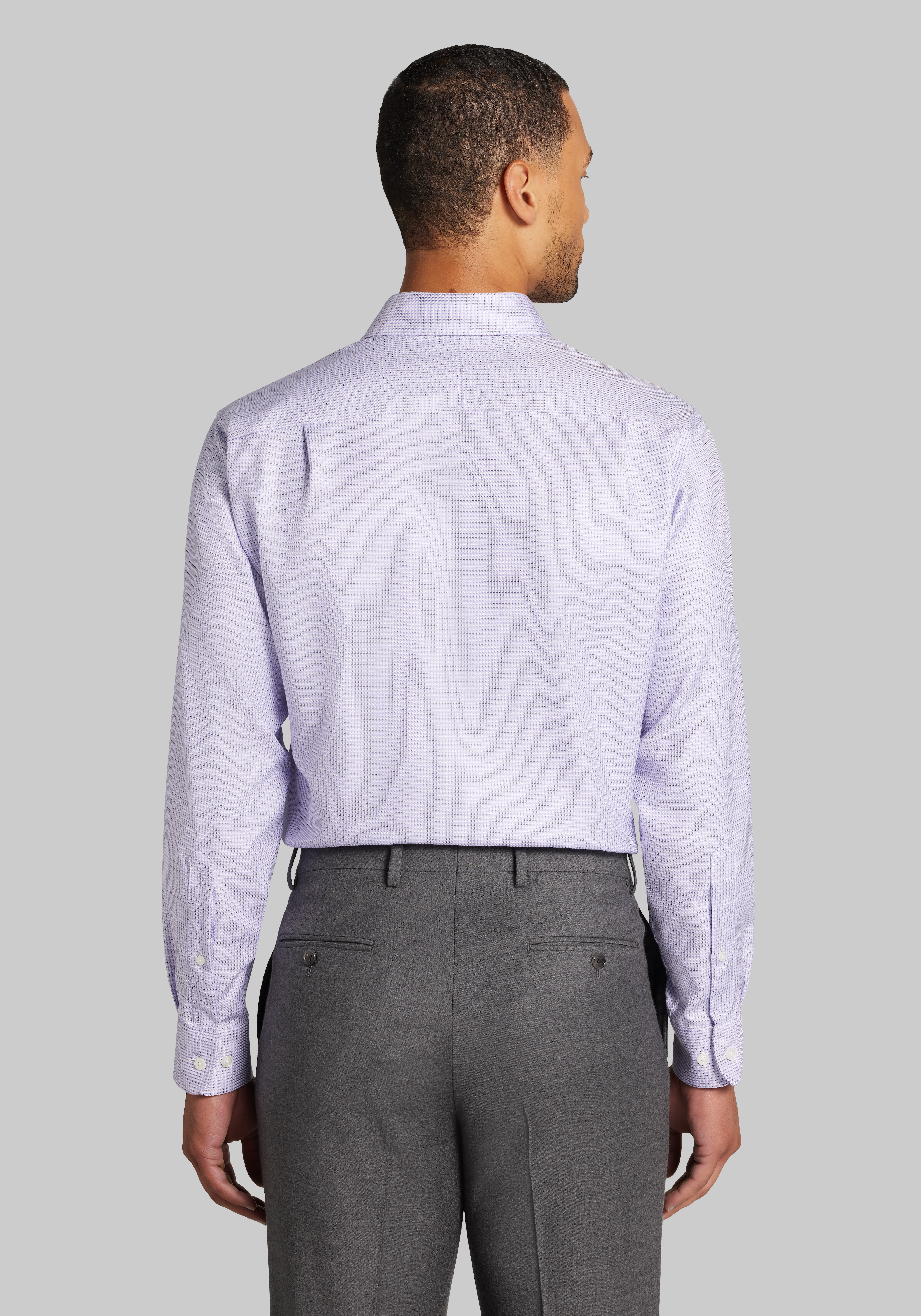 Reserve Collection Tailored Fit Spread Collar Birdseye Dress Shirt