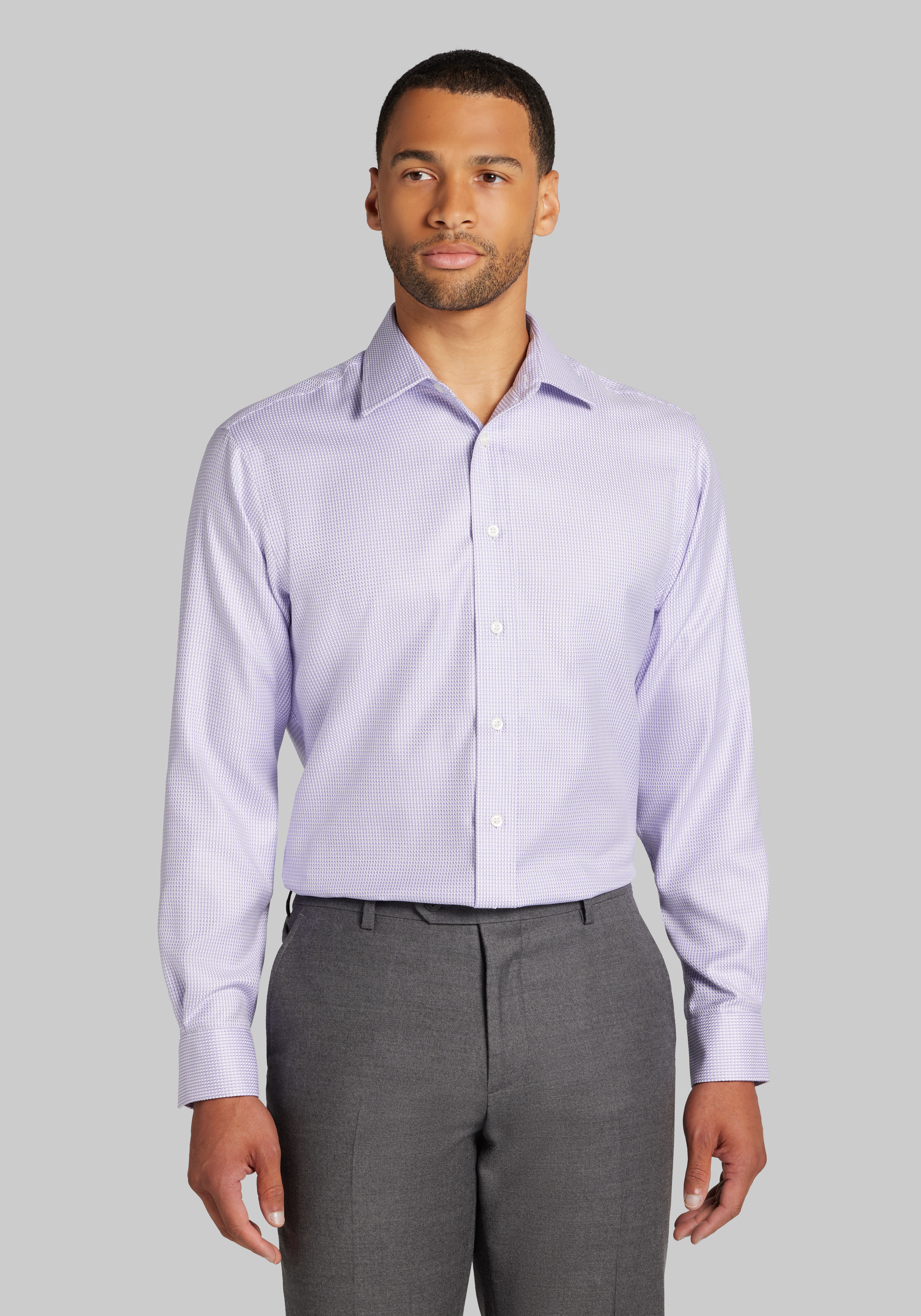 Men's FLYOUT_COLLECTION, Reserve Collection Tailored Fit Spread Collar Birdseye Dress Shirt - Big & Tall - Jos A Bank