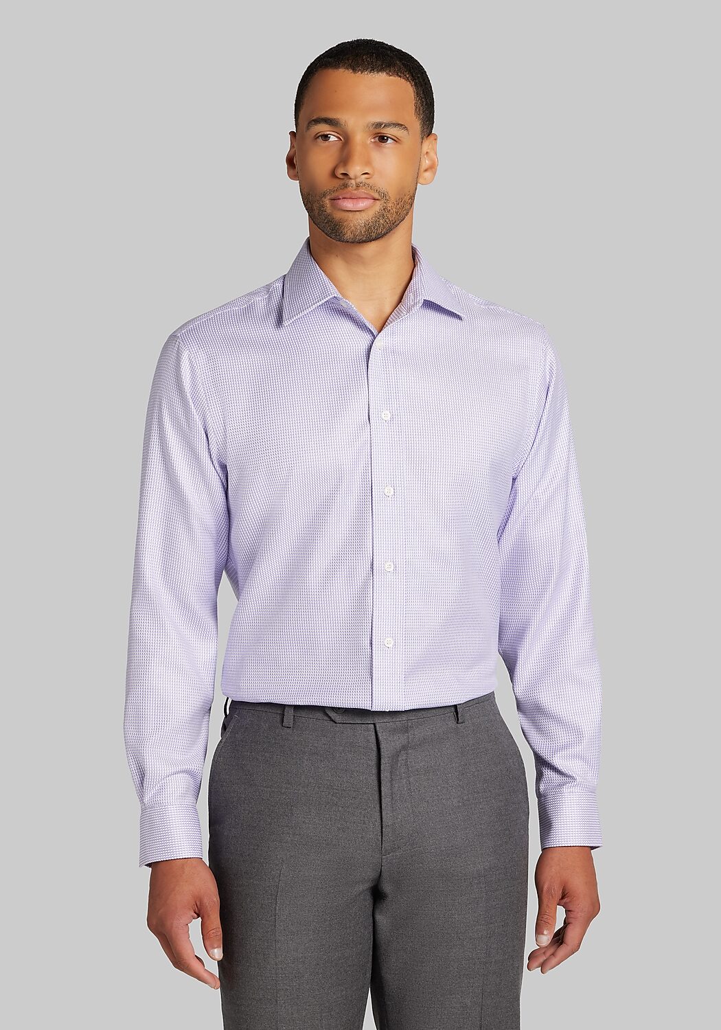 Reserve Collection Tailored Fit Spread Collar Birdseye Dress Shirt
