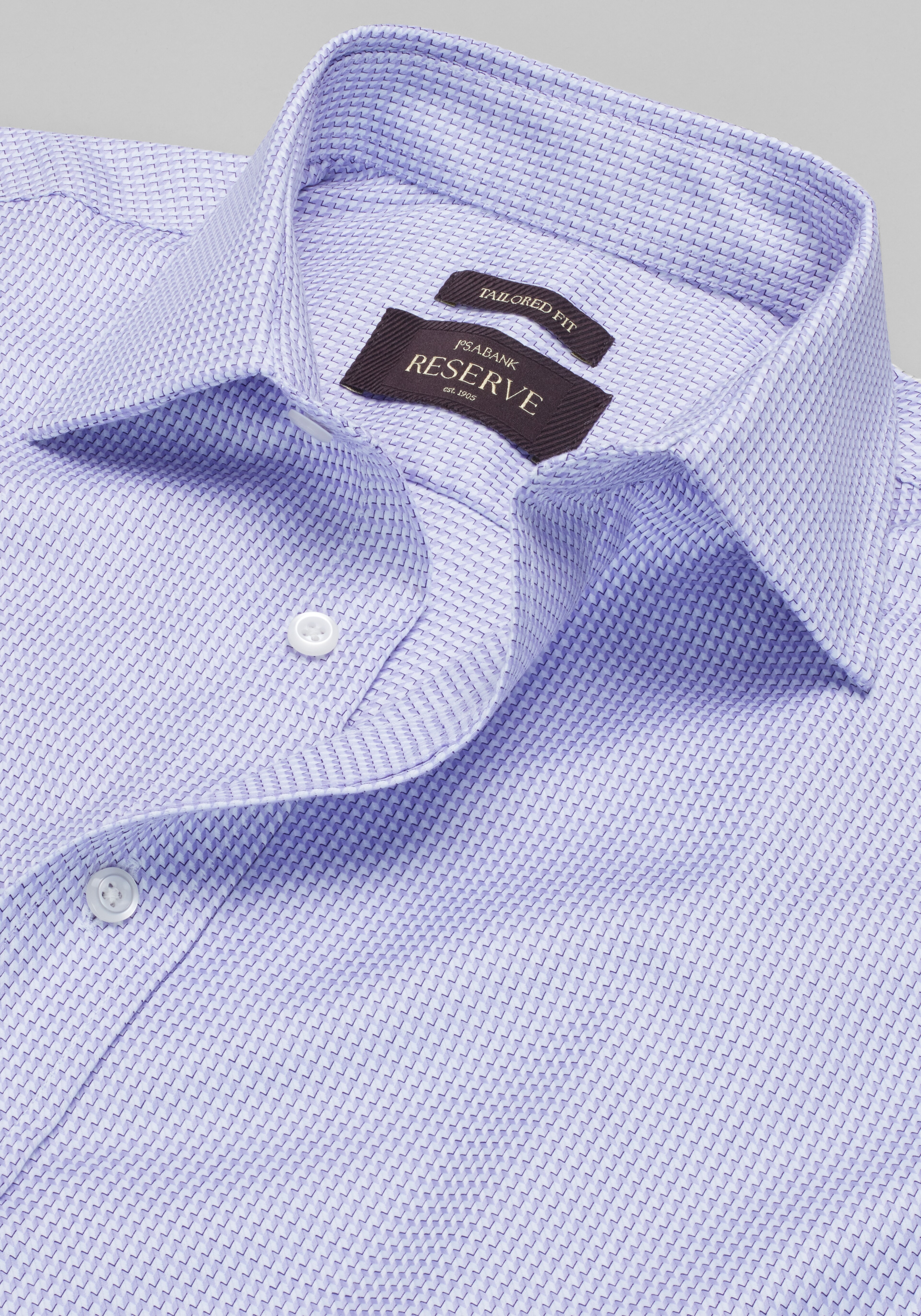 Reserve Collection Tailored Fit Spread Collar Birdseye Dress Shirt
