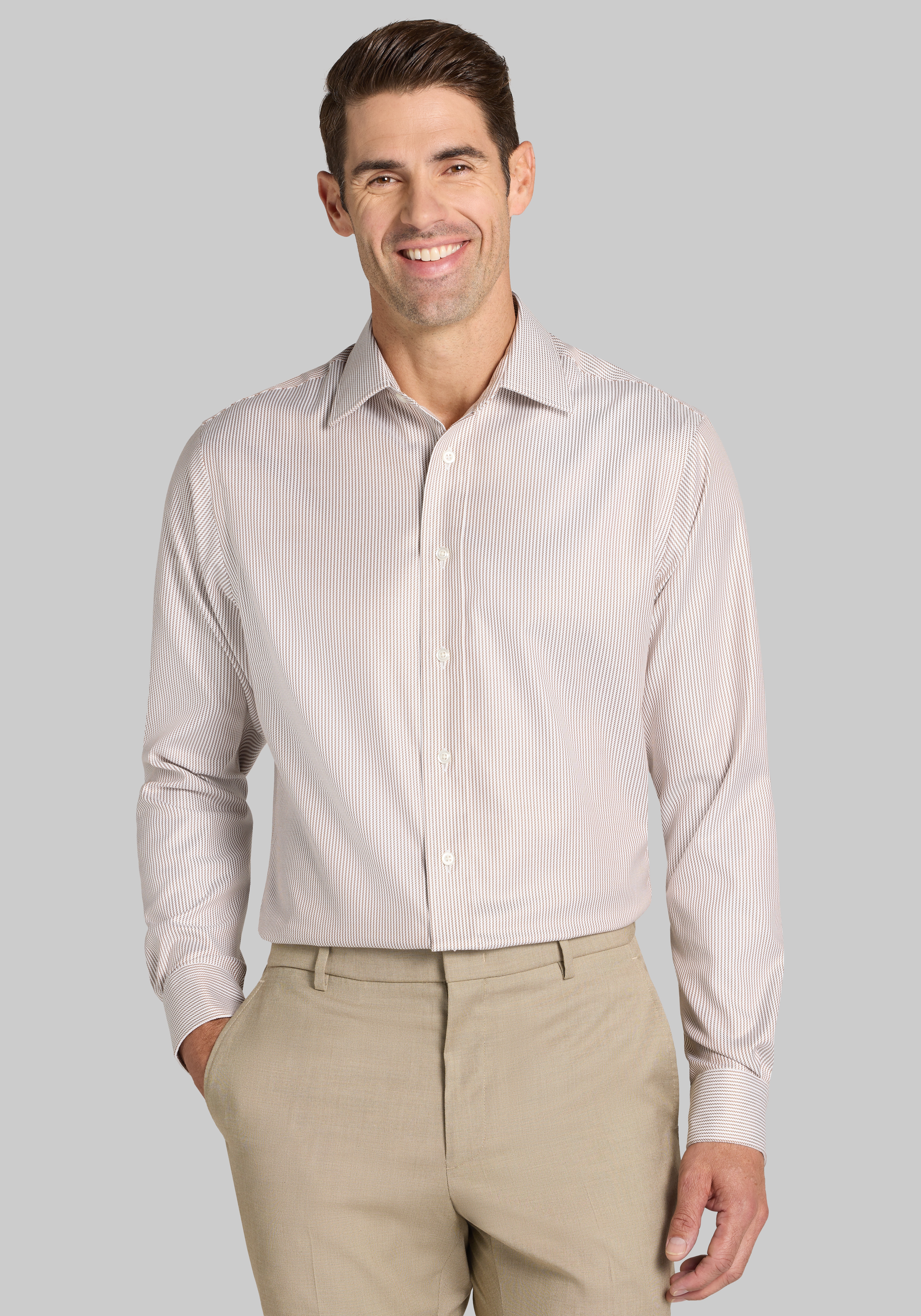 Men's New!, Reserve Tailored Fit Stripe Non-Iron Dress Shirt - Jos A Bank