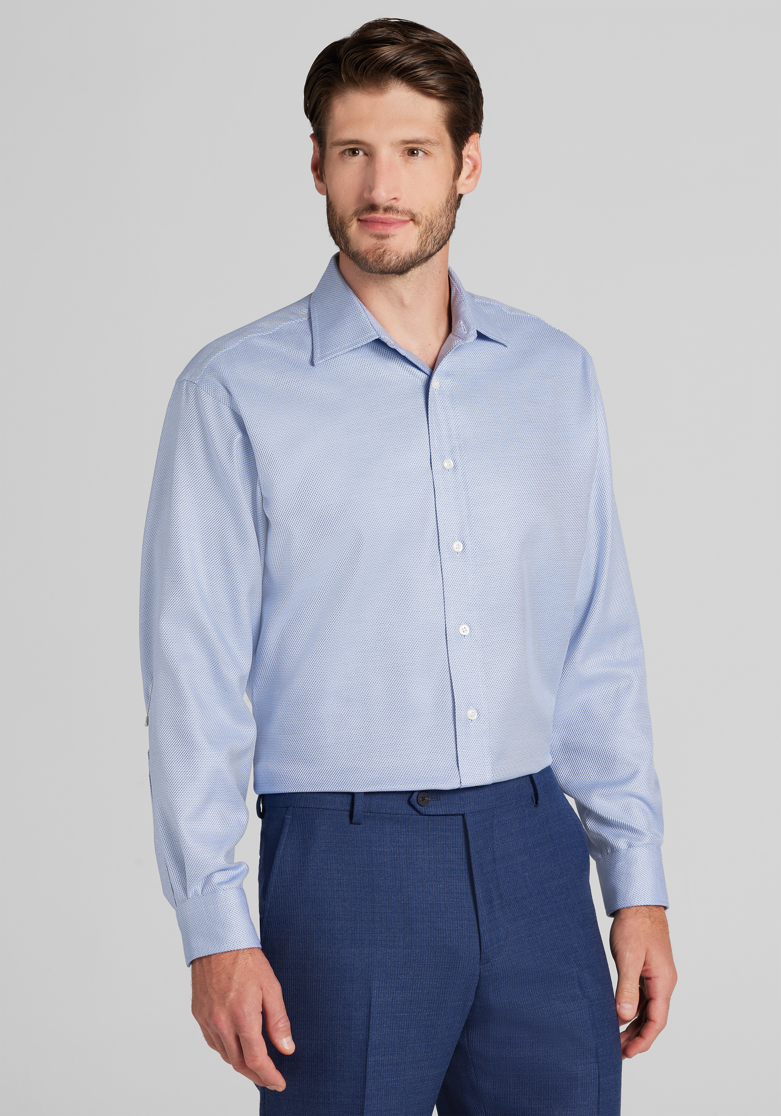 Reserve Traditional Fit Birdseye Non-Iron Dress Shirt - Big & Tall
