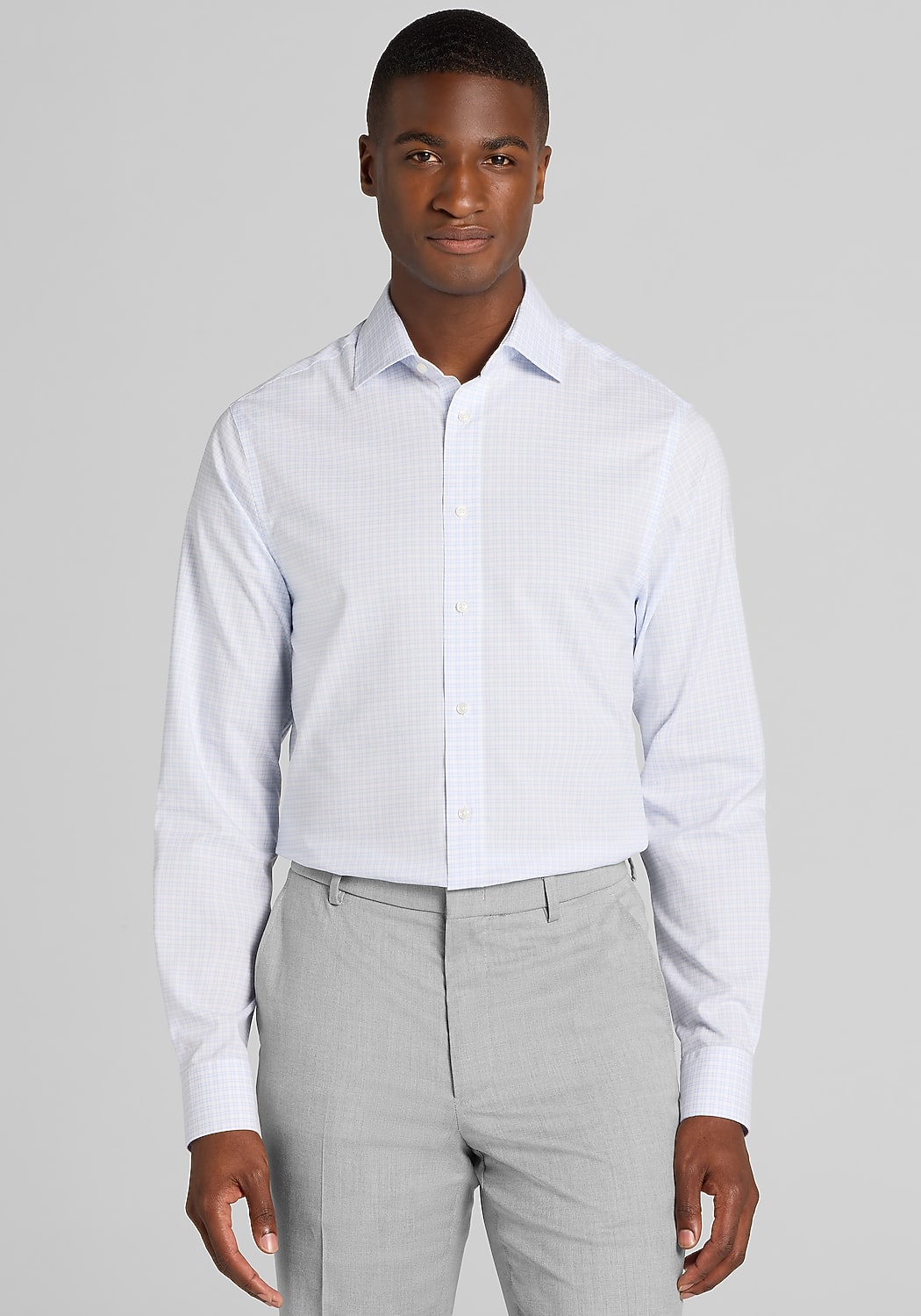 Traveler® Collection Slim Fit Plaid Dress Shirt - Big & Tall