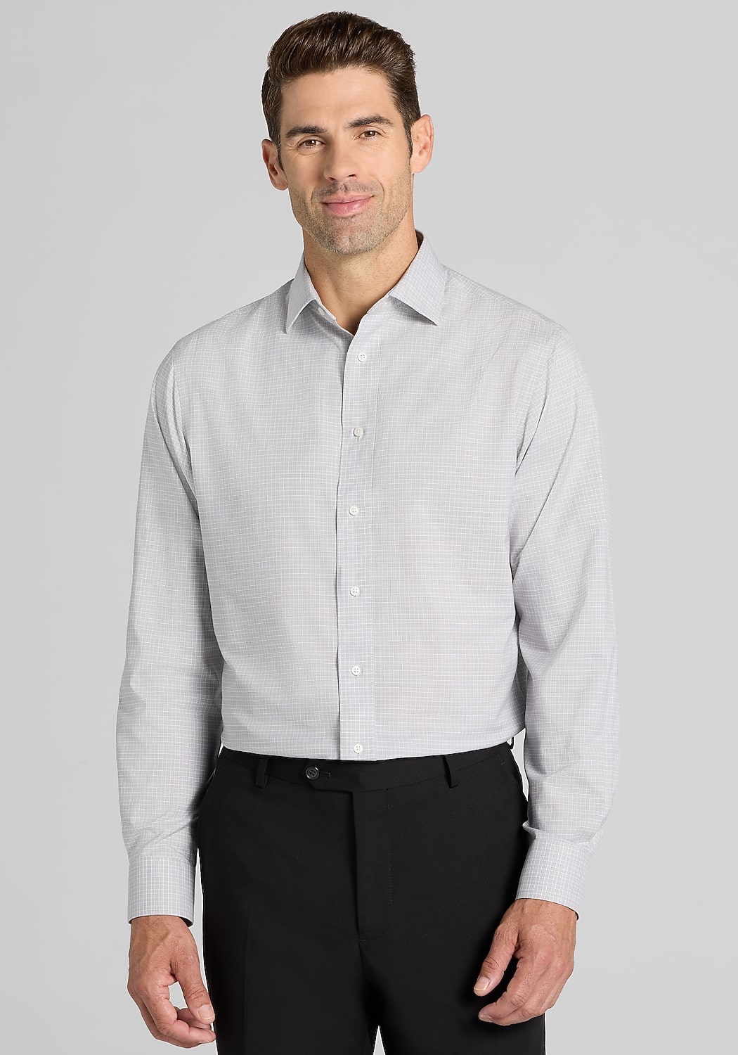 Traveler® Collection Tailored Fit Glen Plaid Dress Shirt
