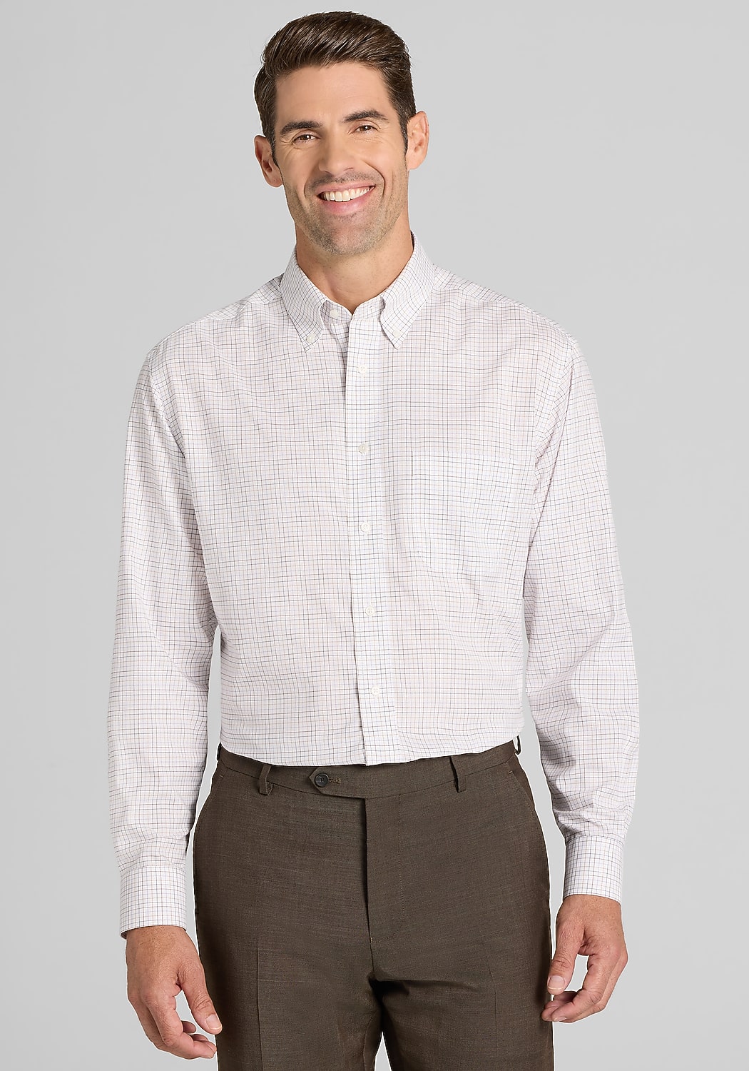 Traveler® Collection Traditional Fit Grid Dress Shirt