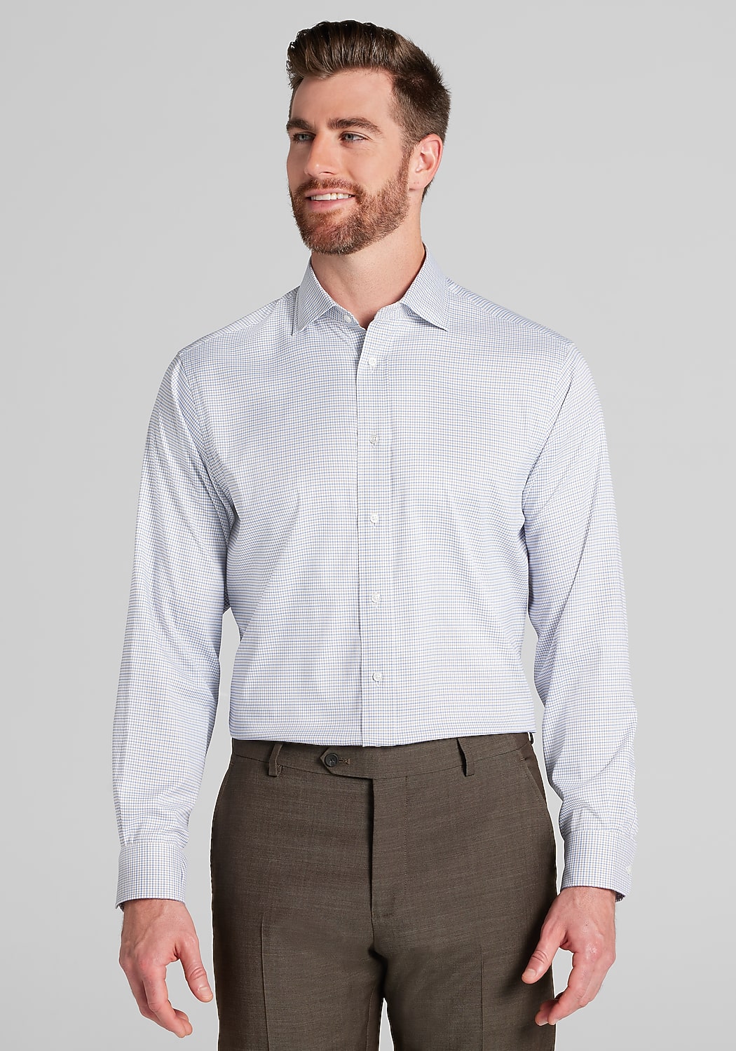 Traveler&reg; COOL<i>MOTION</i> Tailored Fit Grid Dress Shirt