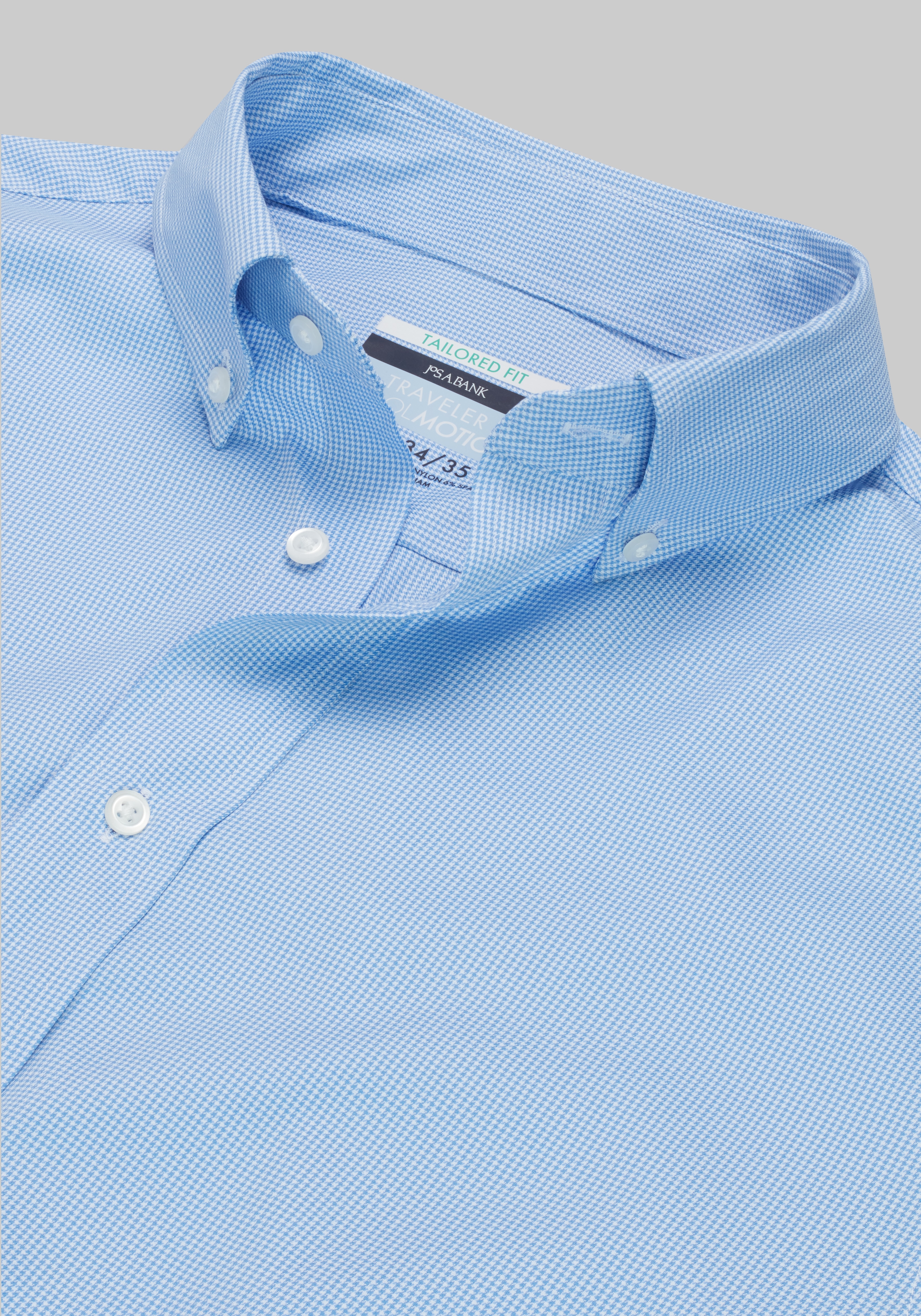 Men's Dress Shirts, Traveler&reg; COOL<i>MOTION</i> Tailored Fit Micro Houndstooth Dress Shirt - Jos A Bank